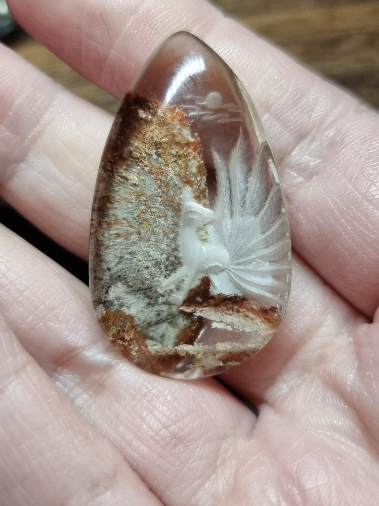 Hand engraved garden quartz teardrops