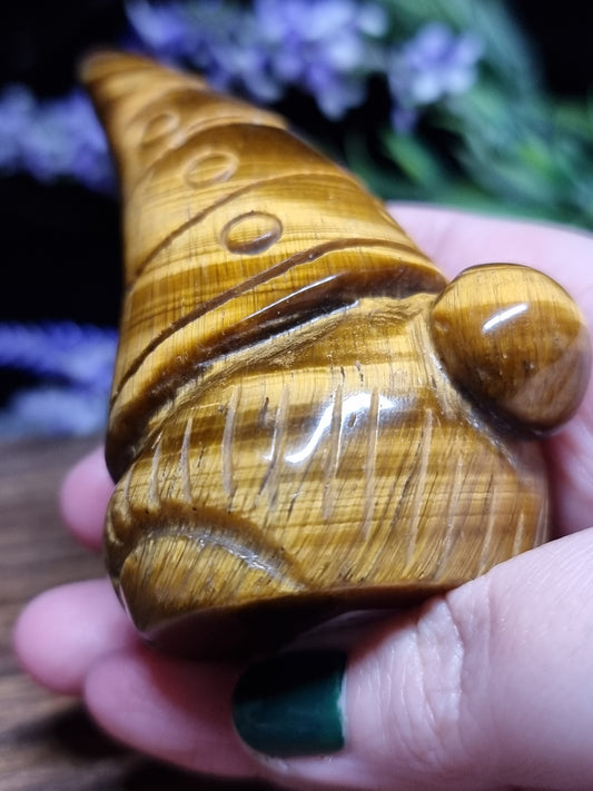 Tigers eye gnome carving