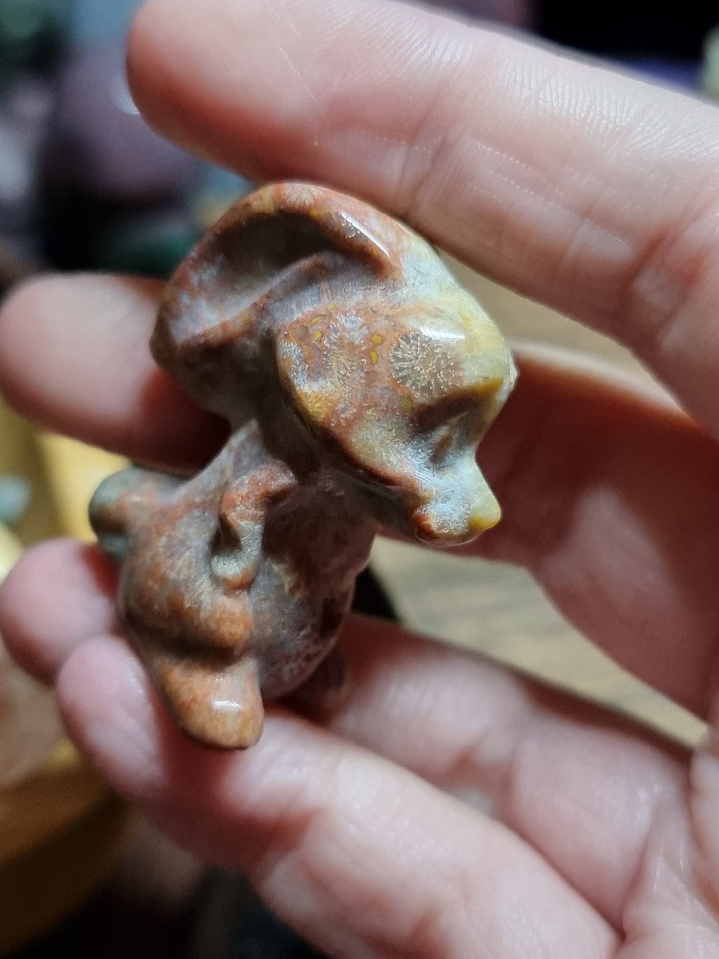 Coral rabbit carvings