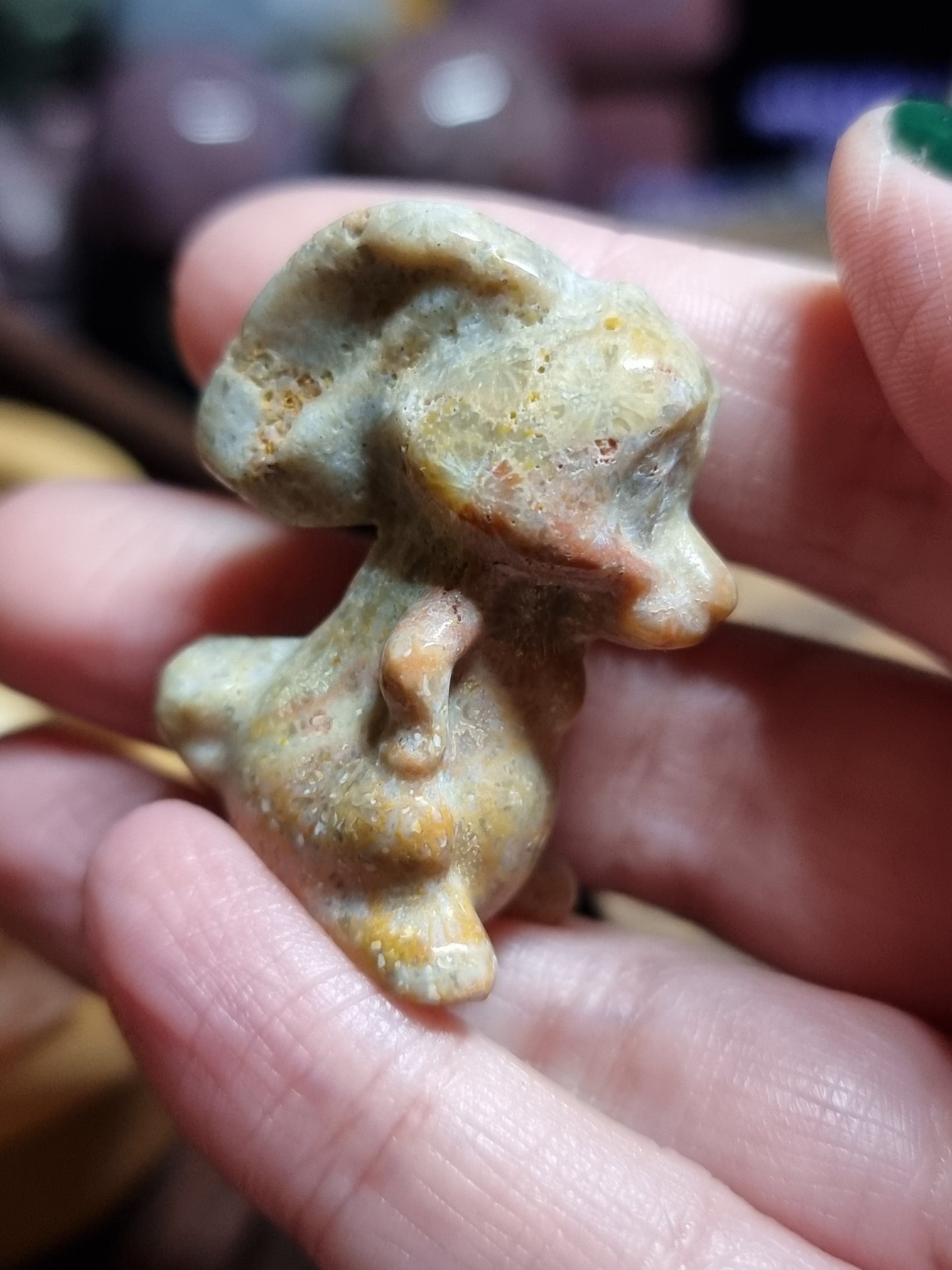 Coral rabbit carvings