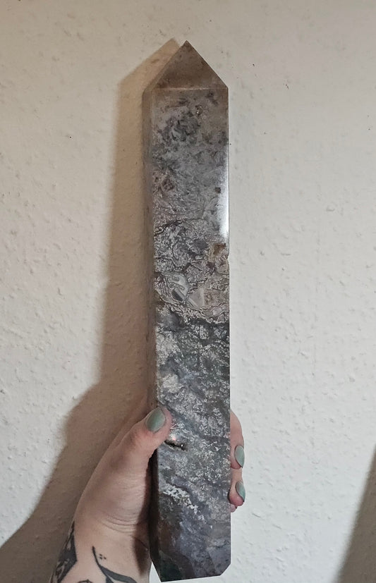 XL purple moss agate tower