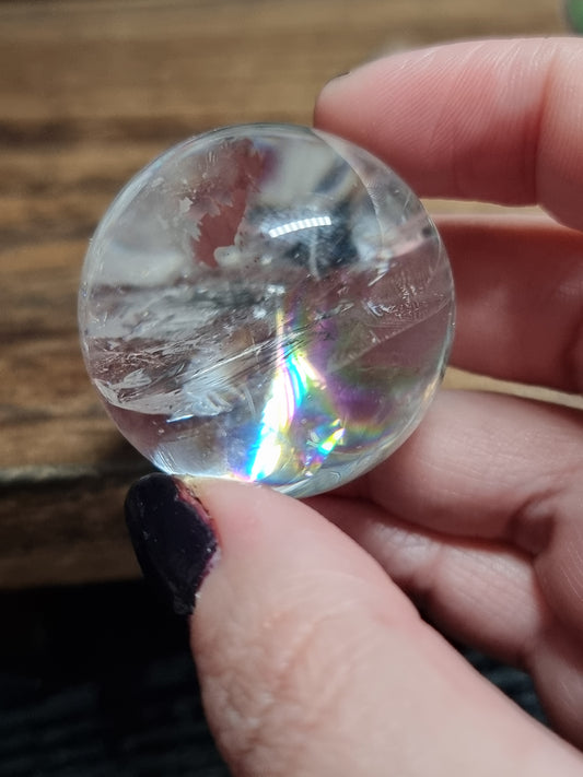 Rainbow filled clear quartz spheres
