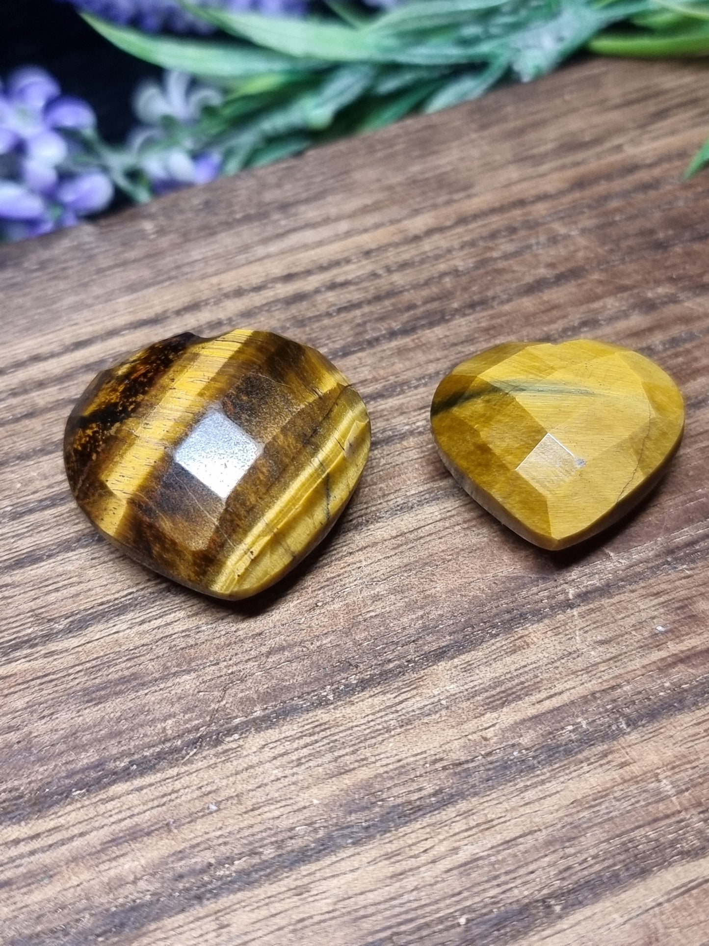 Tigers eye faceted hearts