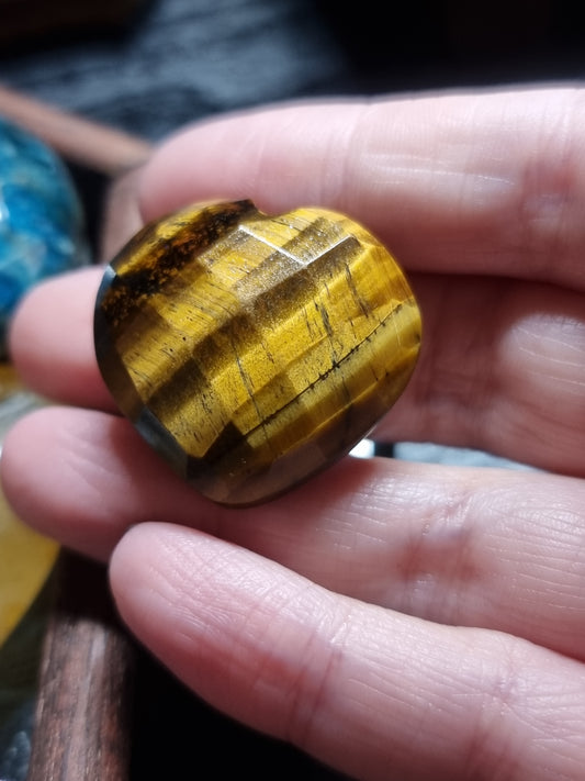 Tigers eye faceted hearts