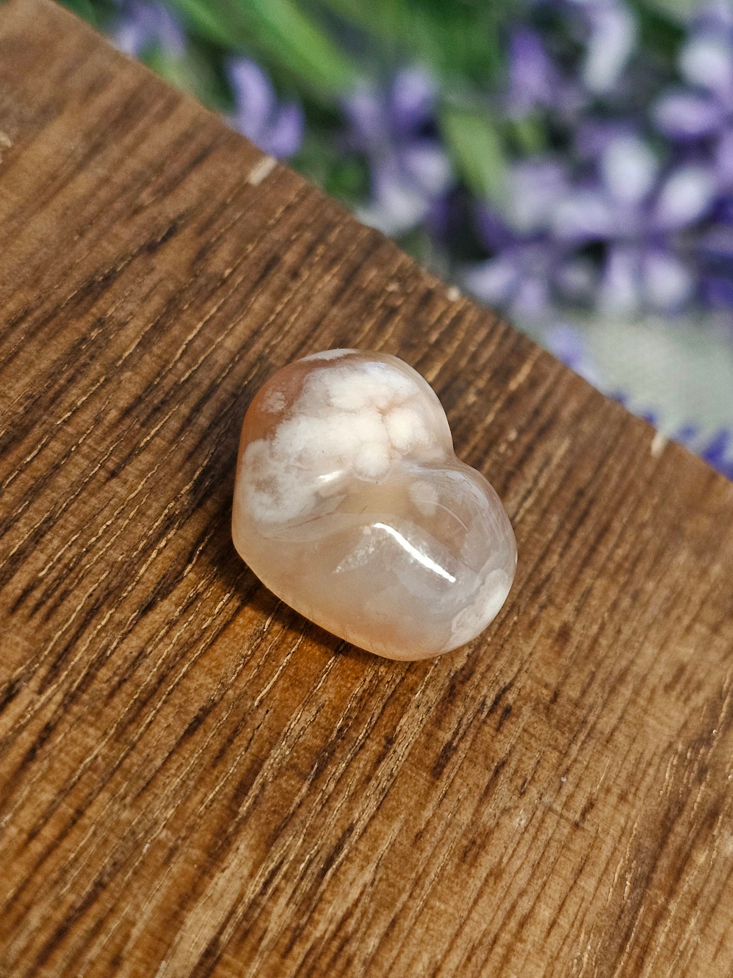 Mini Puffy flower agate heart
