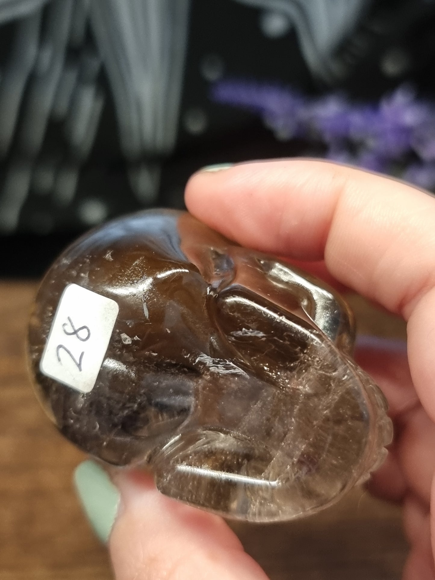 Smokey quartz skull