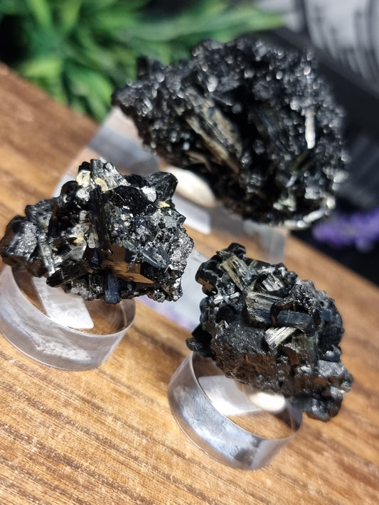 Black tourmaline with aquamarine inclusions