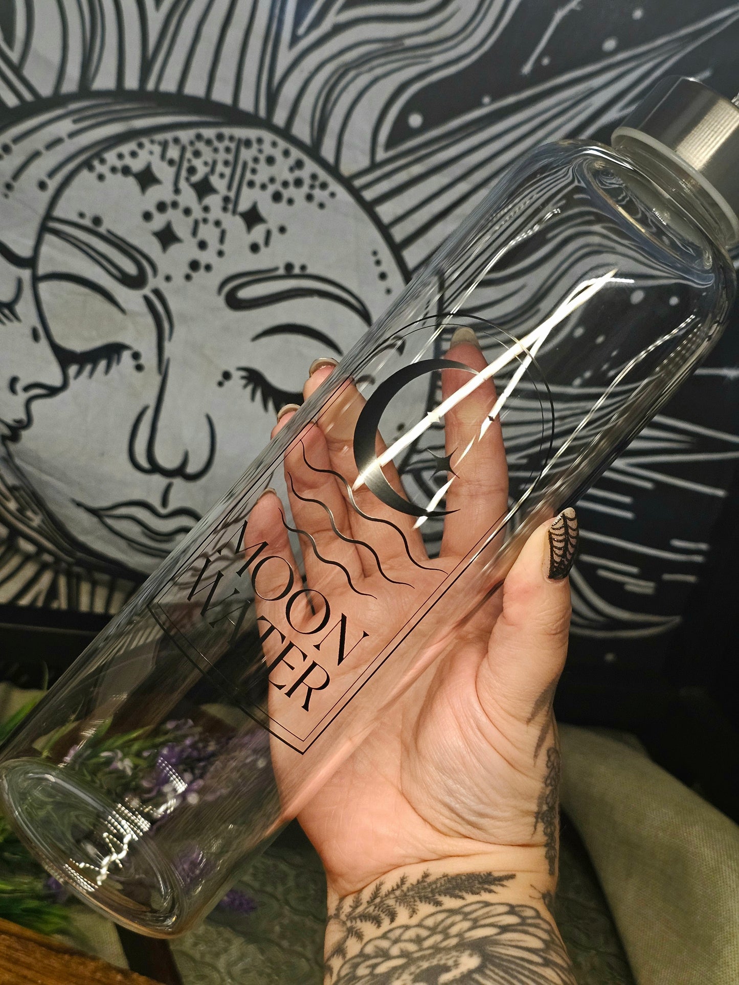 Moon water glass bottle