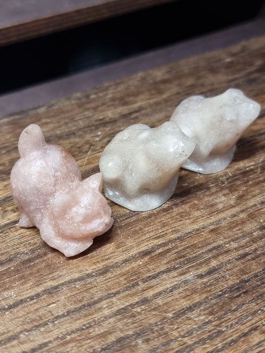 Pink amethyst carvings