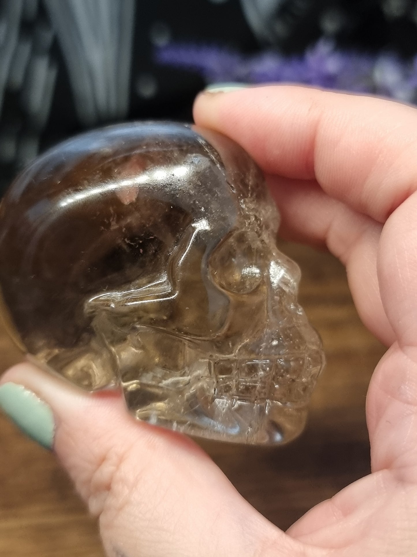 Smokey quartz skull