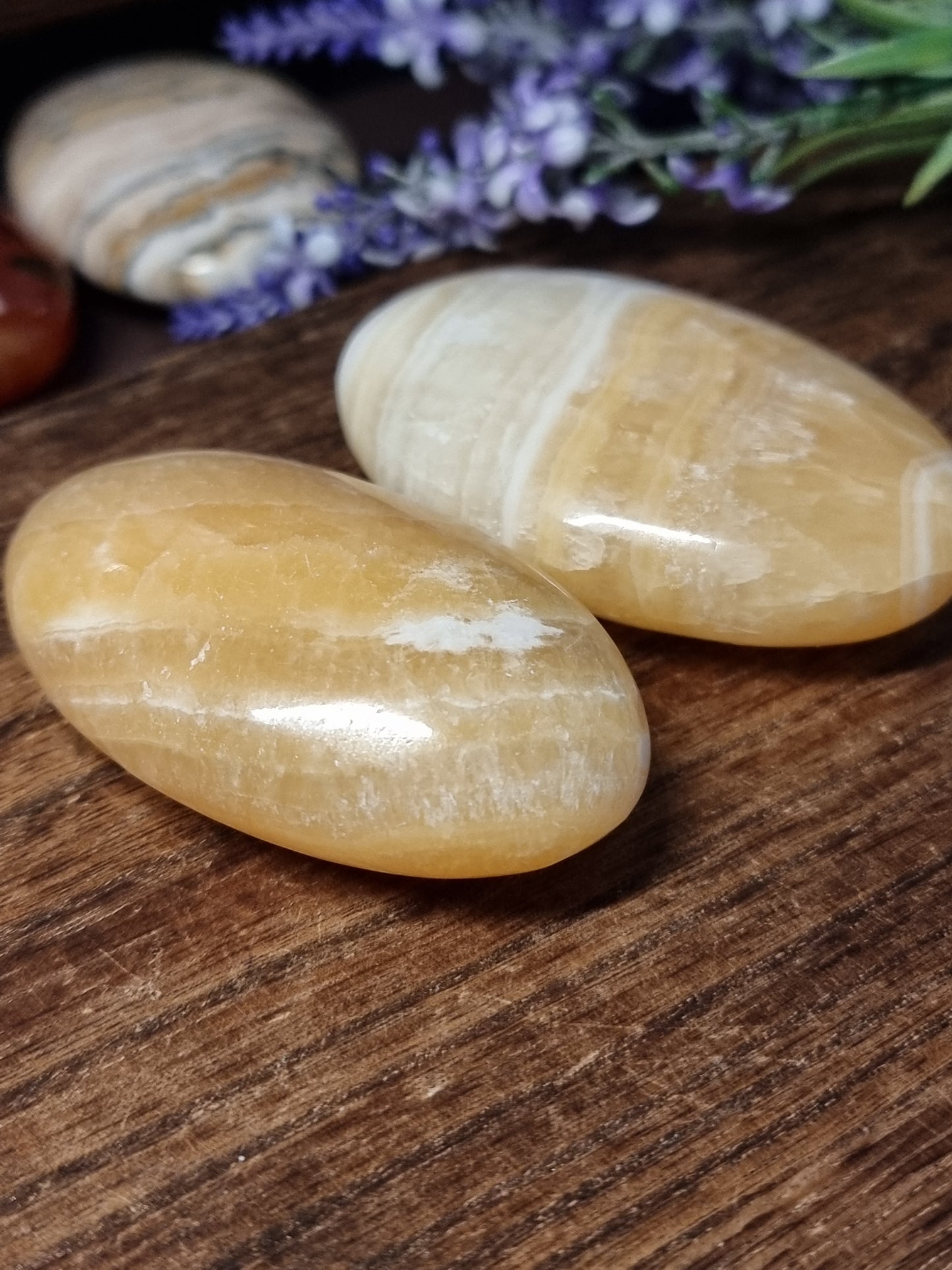 Orange calcite palmstones