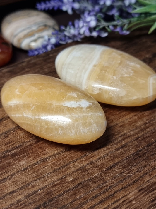 Orange calcite palmstones