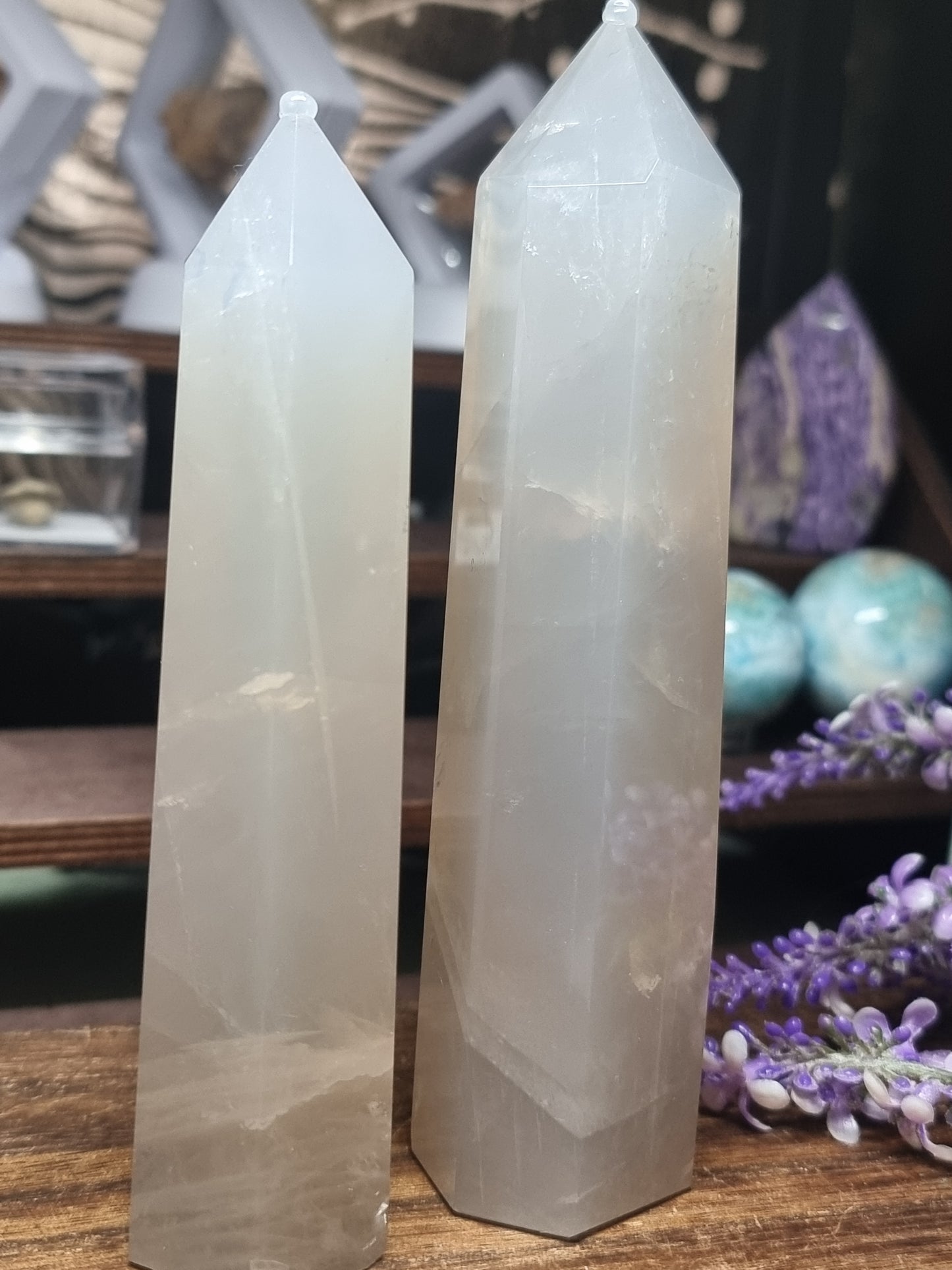 Blue rose quartz towers