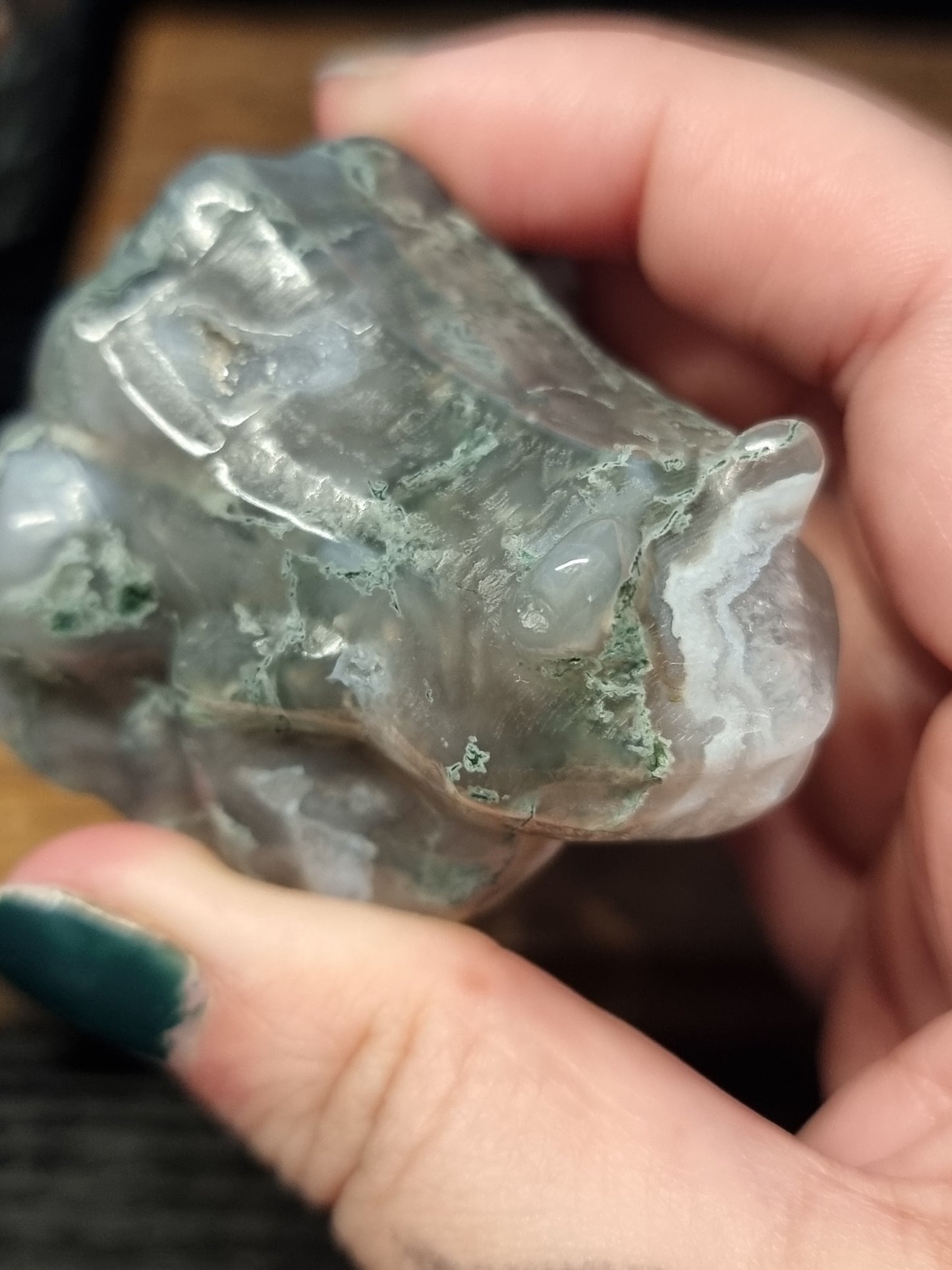 Moss agate frogs