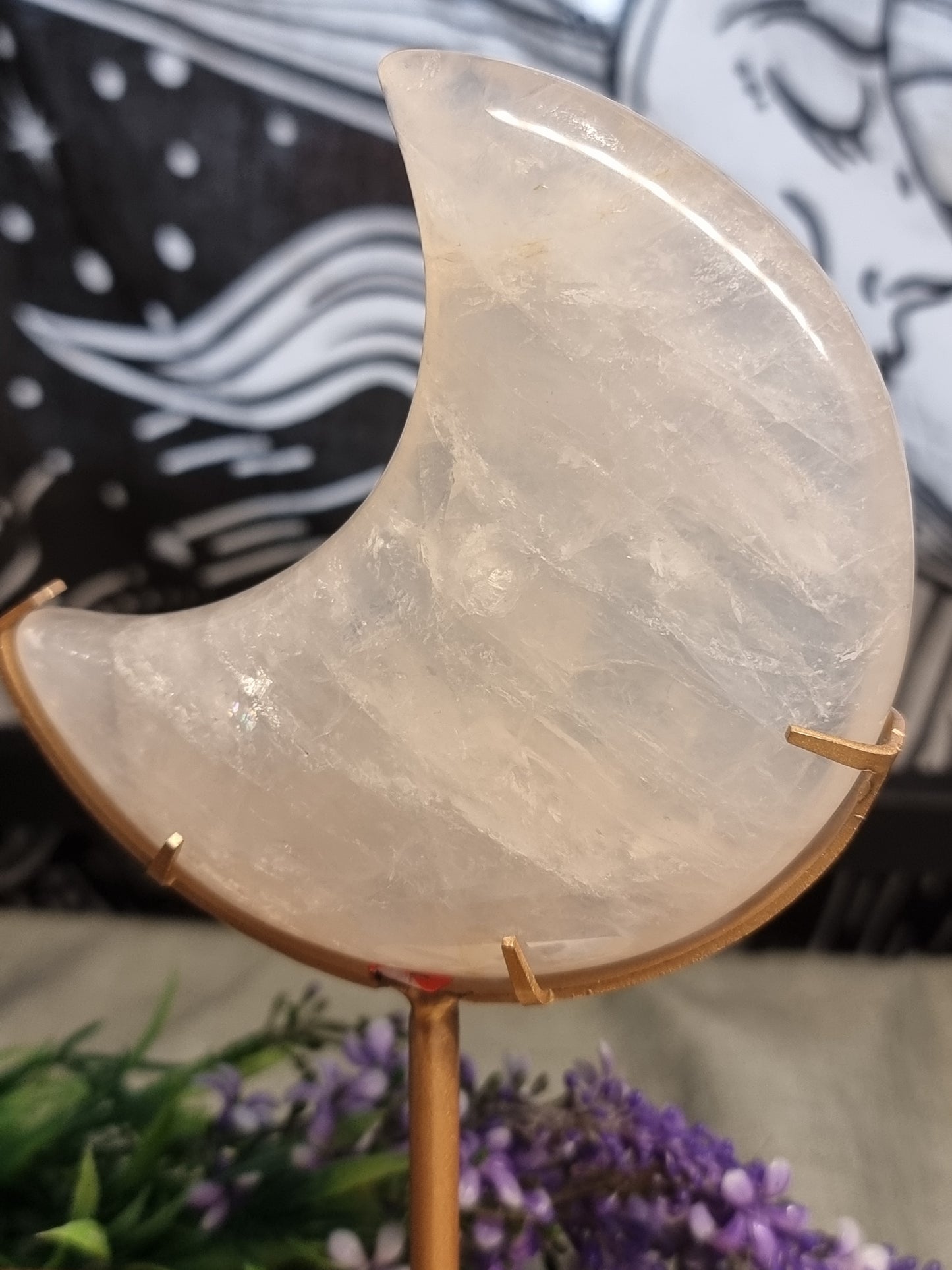 Blue rose quartz moon