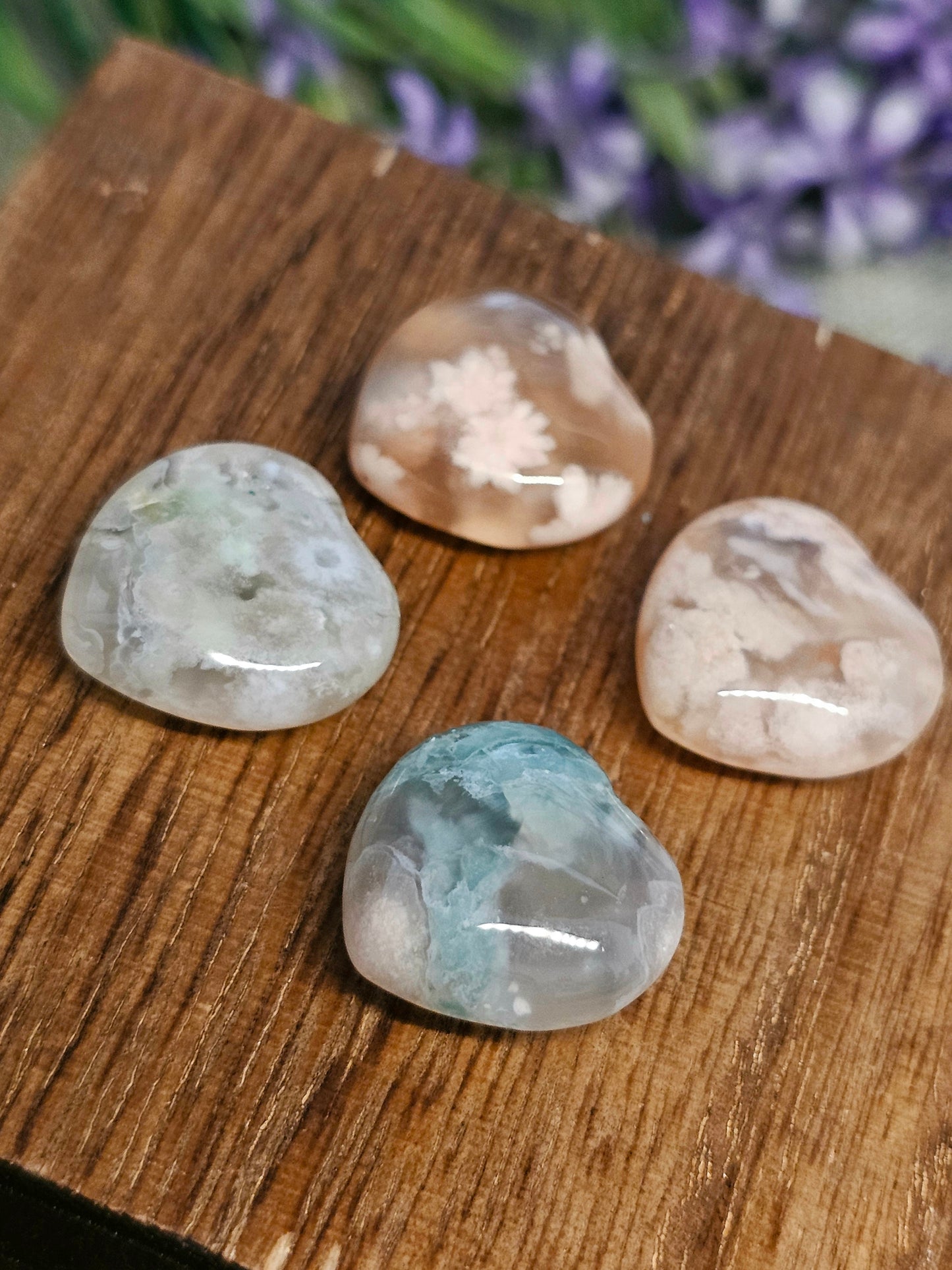 Mini flower agate hearts
