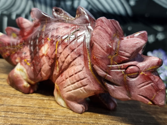 Mookaite dinosaur carving