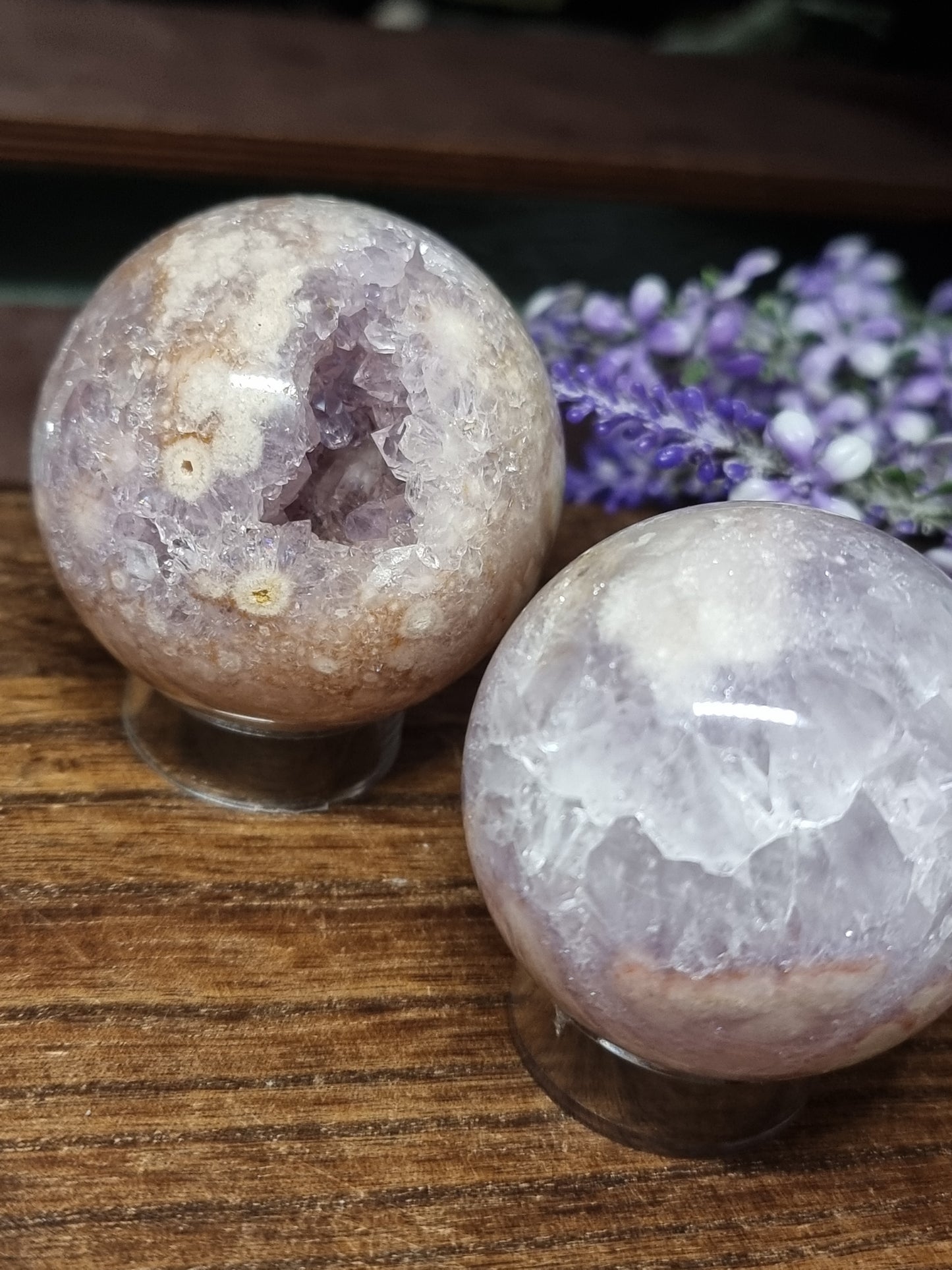 Pink amethyst spheres