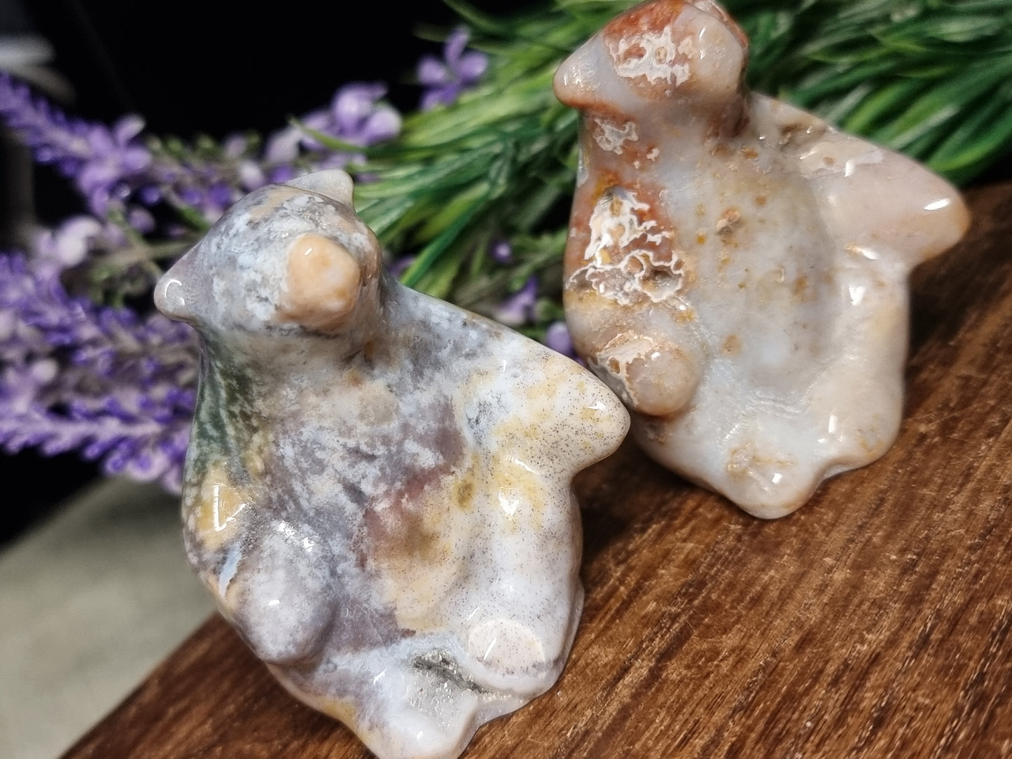 Ocean jasper bear carvings