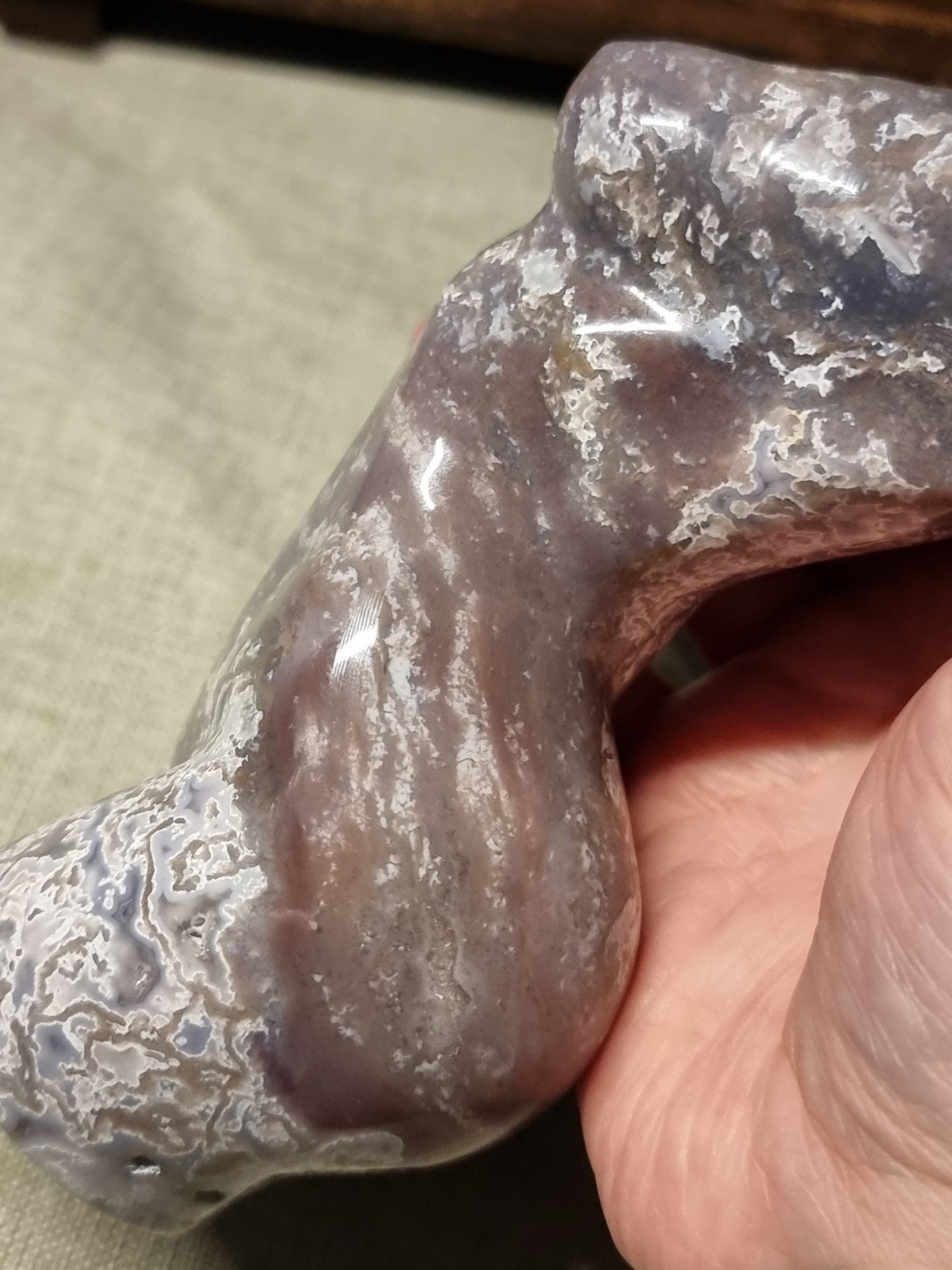 Colourful Moss agate body carving B