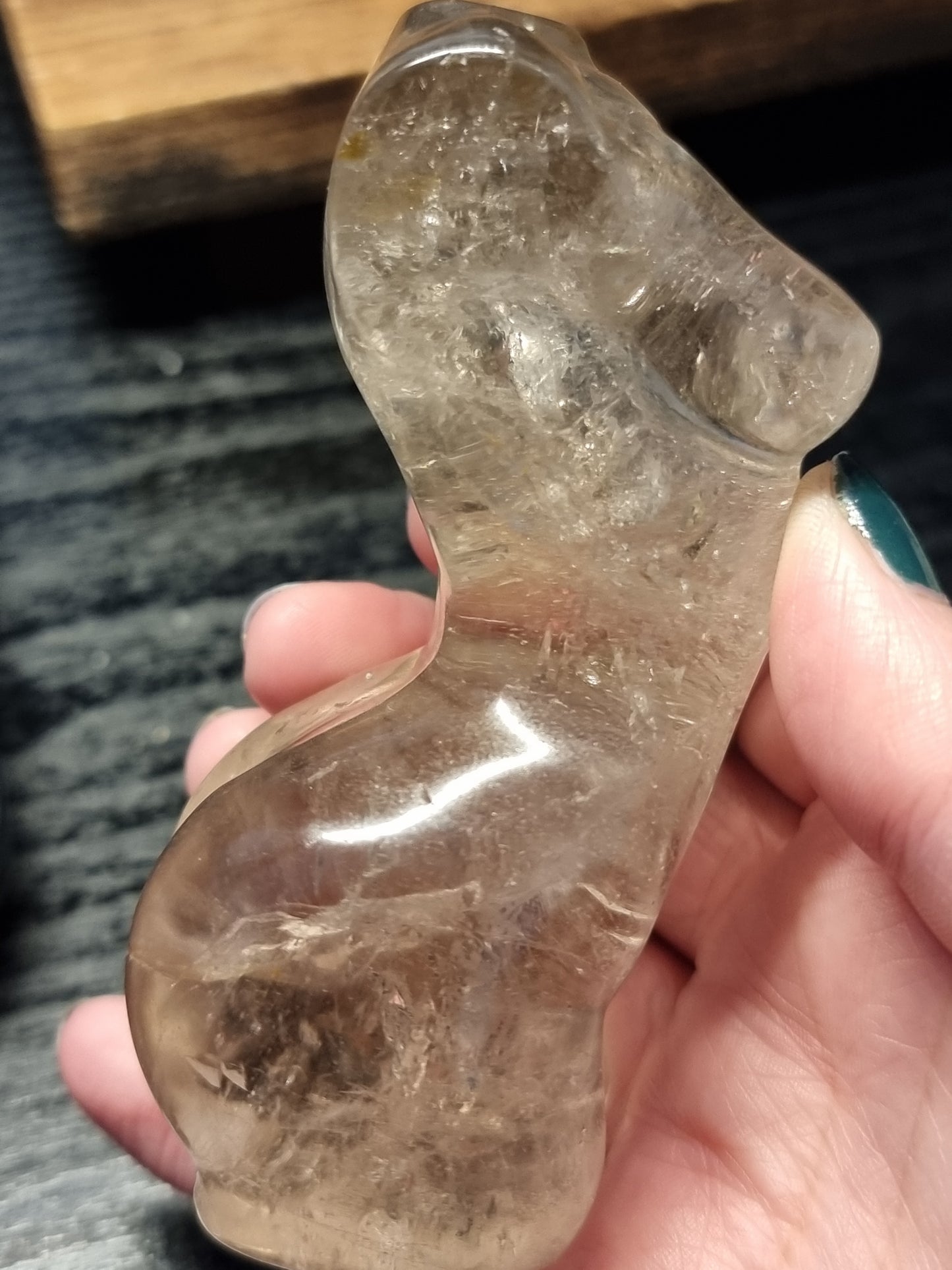 Smokey quartz body carving