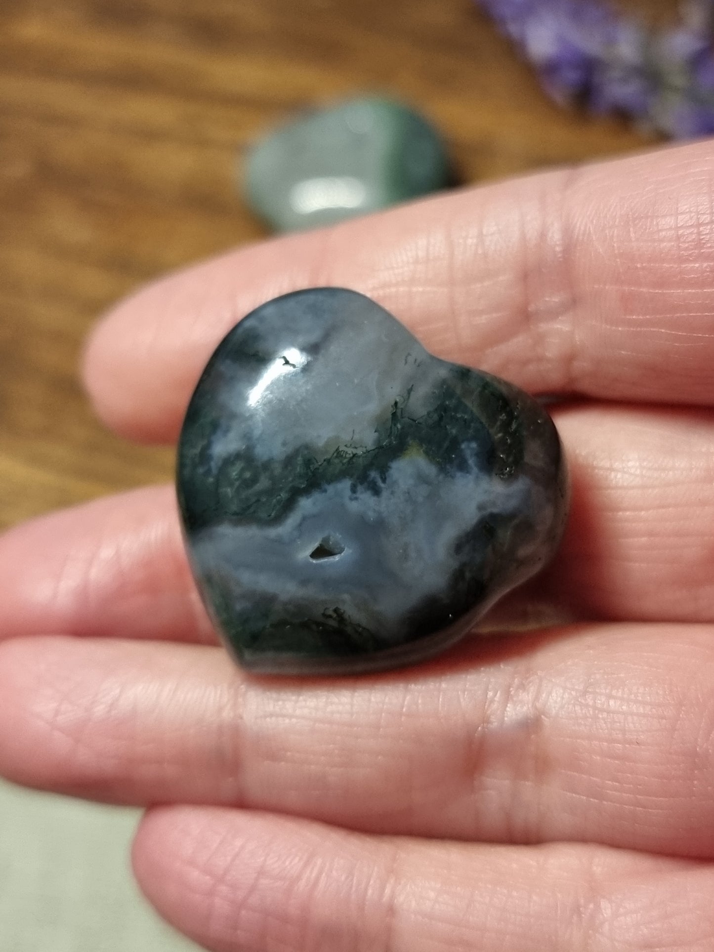 Moss agate hearts