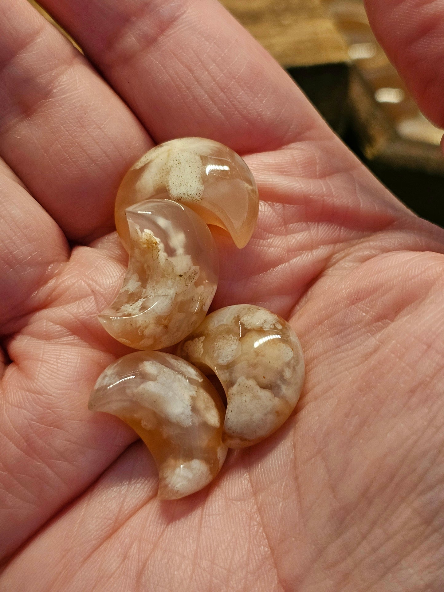 Mini flower agate moons