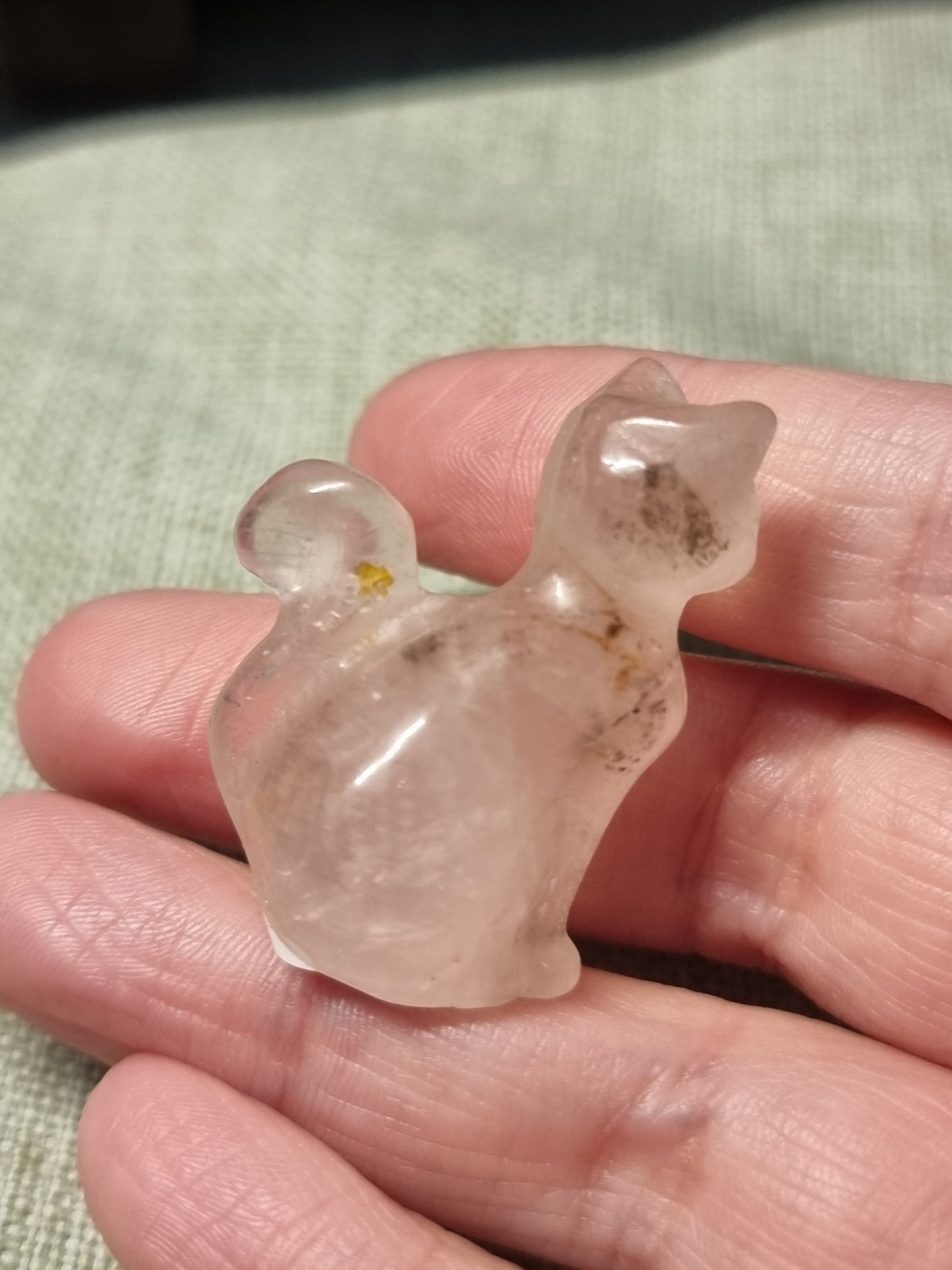 Dendritic Rose quartz cat