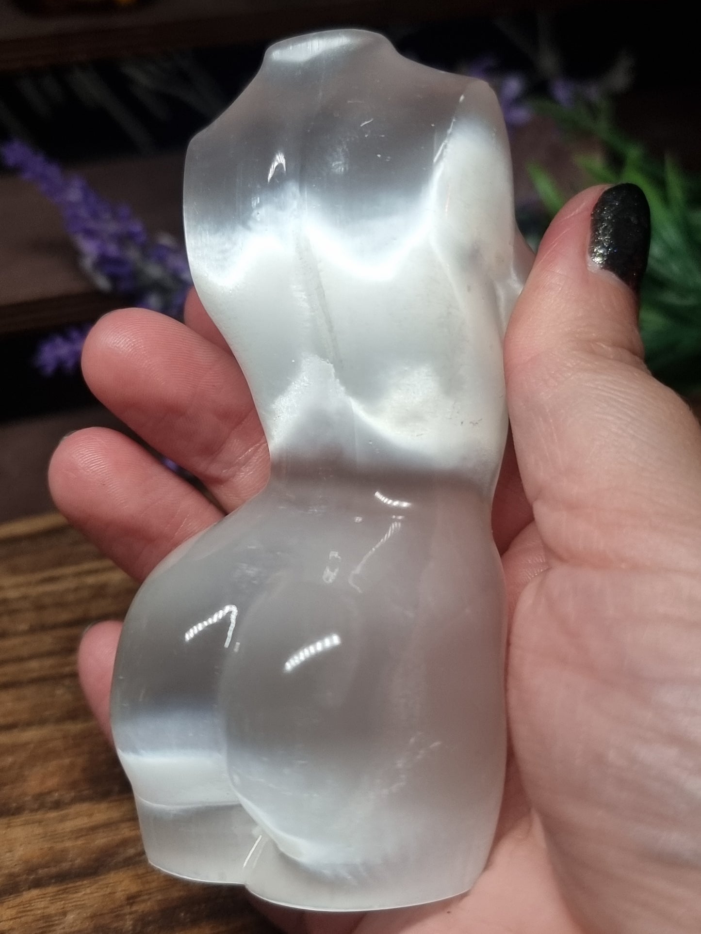 Satin spar body carving