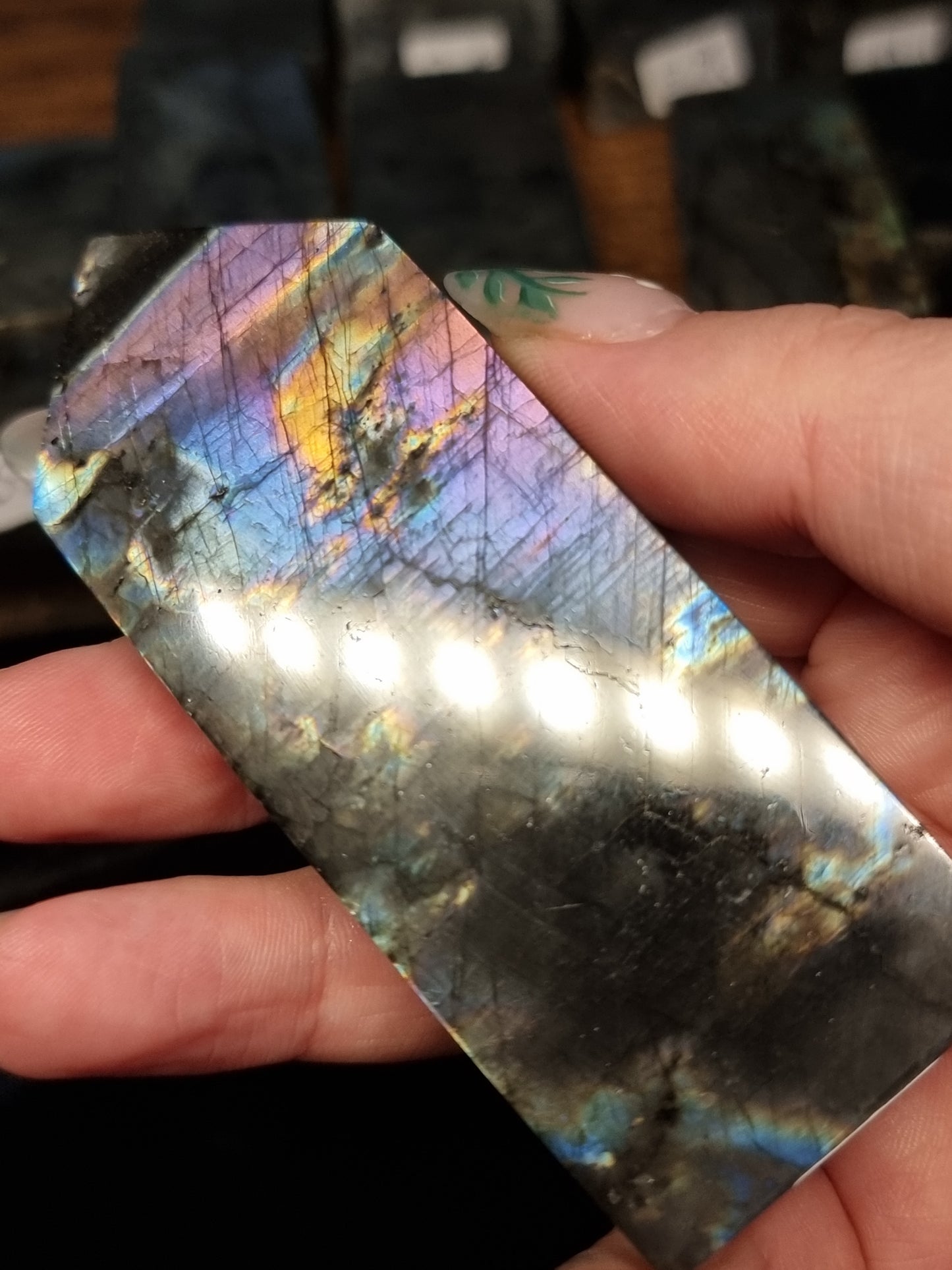 Spectralite towers (Finnish labradorite)