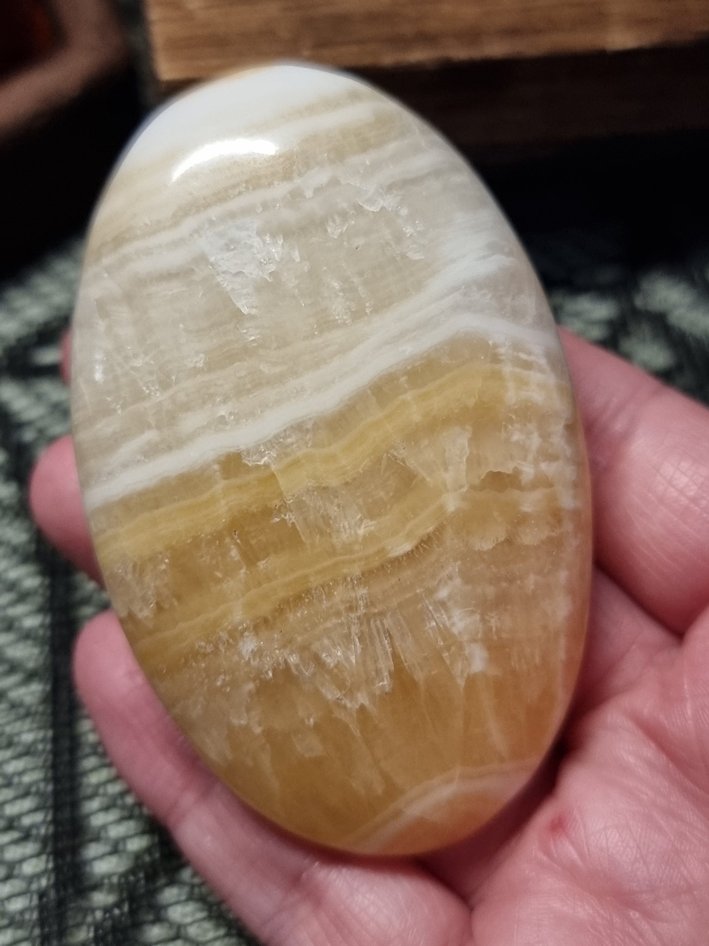 Orange calcite palmstones