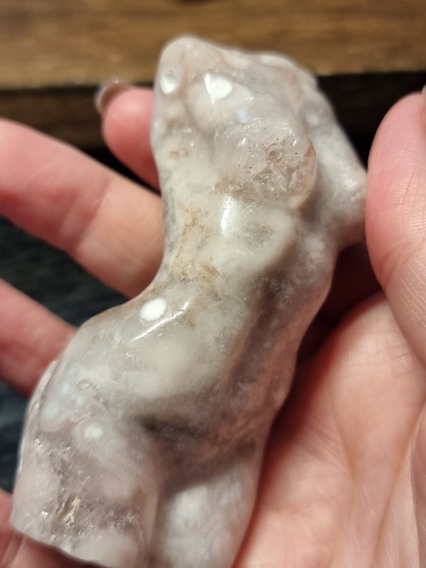 Pink amethyst body carving