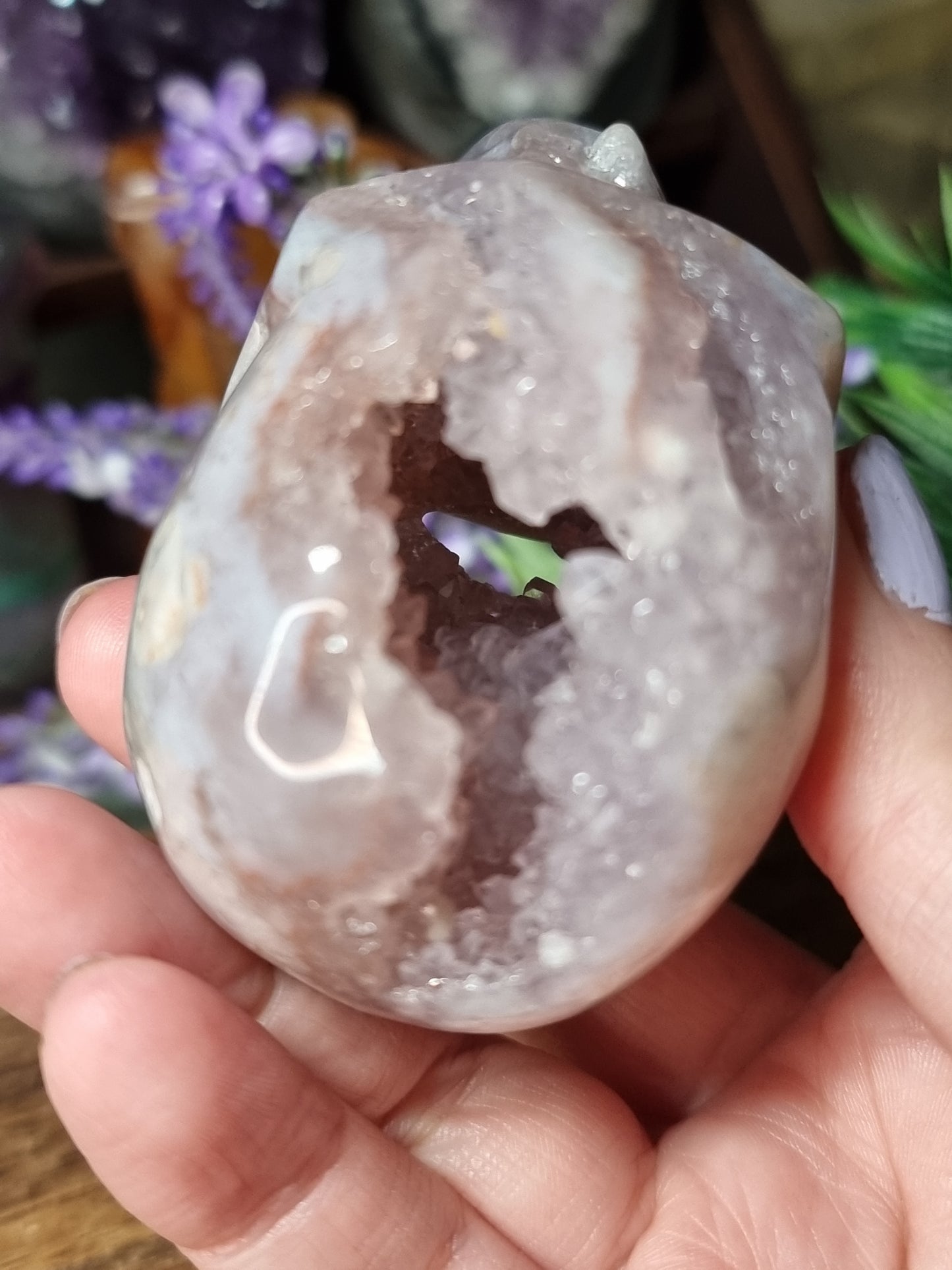 Pink amethyst skull