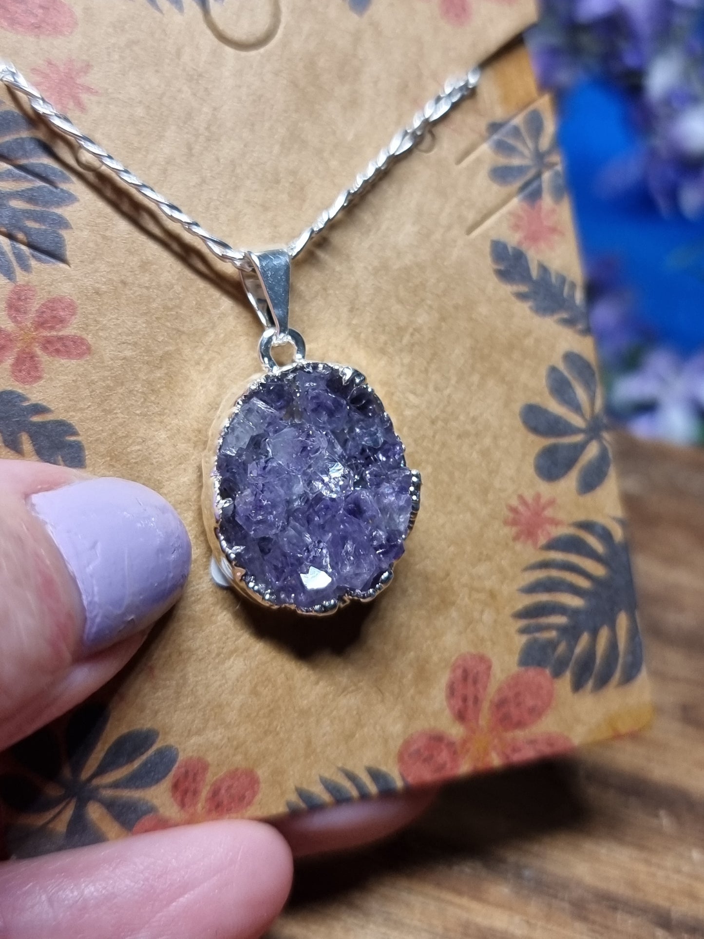 Druzy amethyst necklace