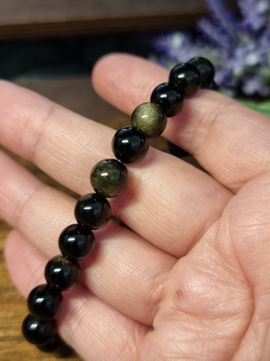 8mm gold obsidian bracelet
