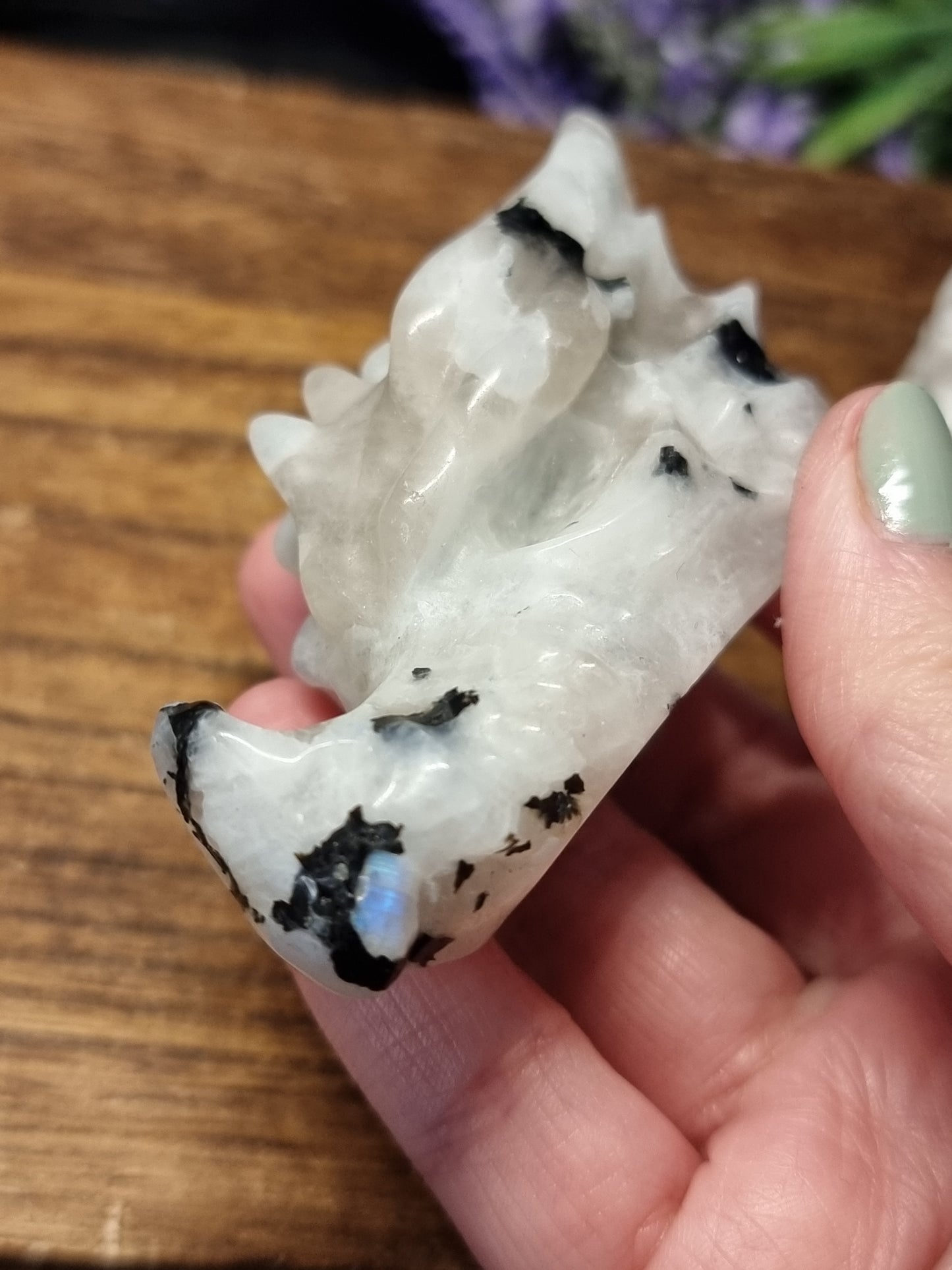 White labradorite dragon heads