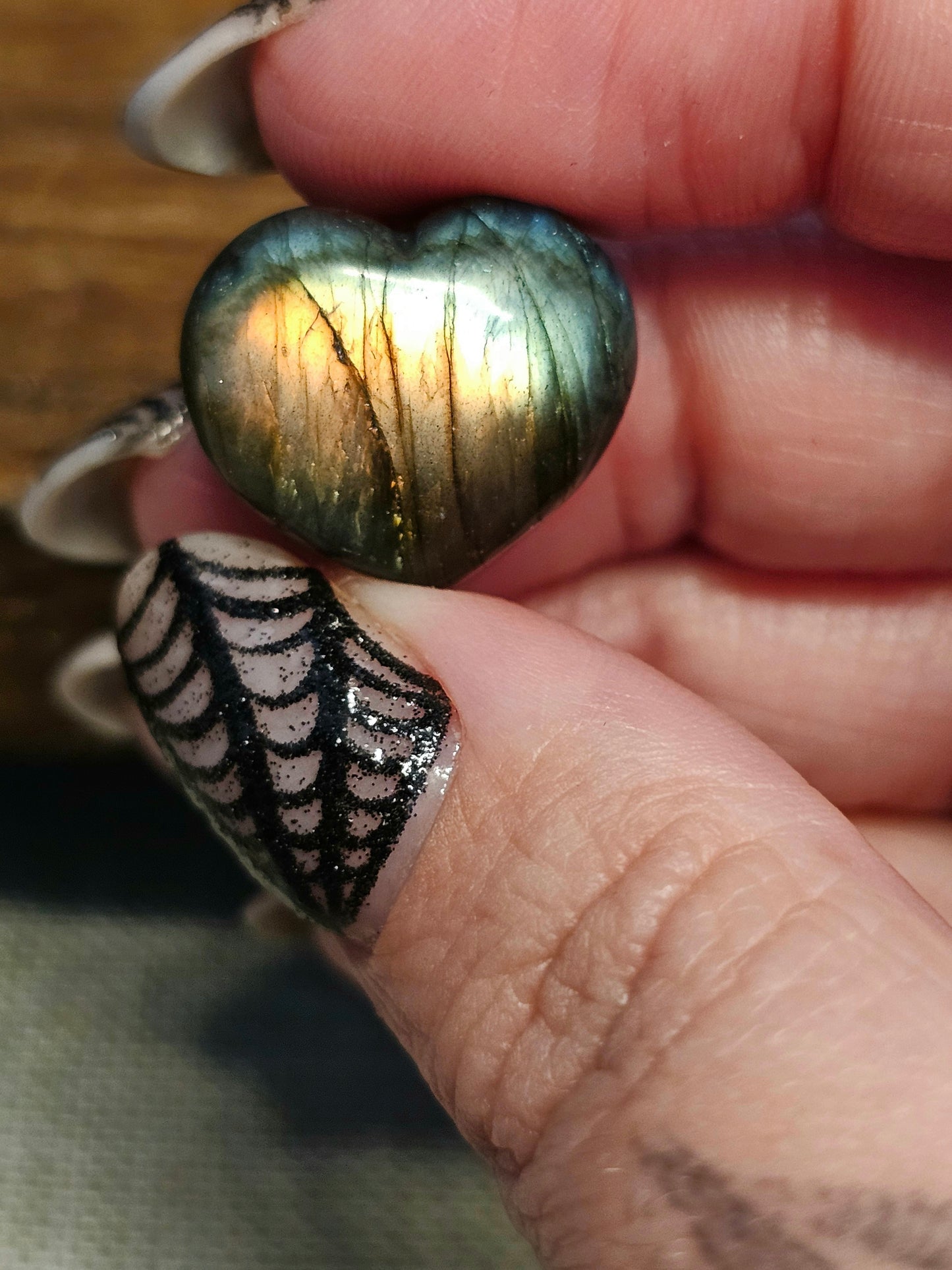 Mini labradorite hearts