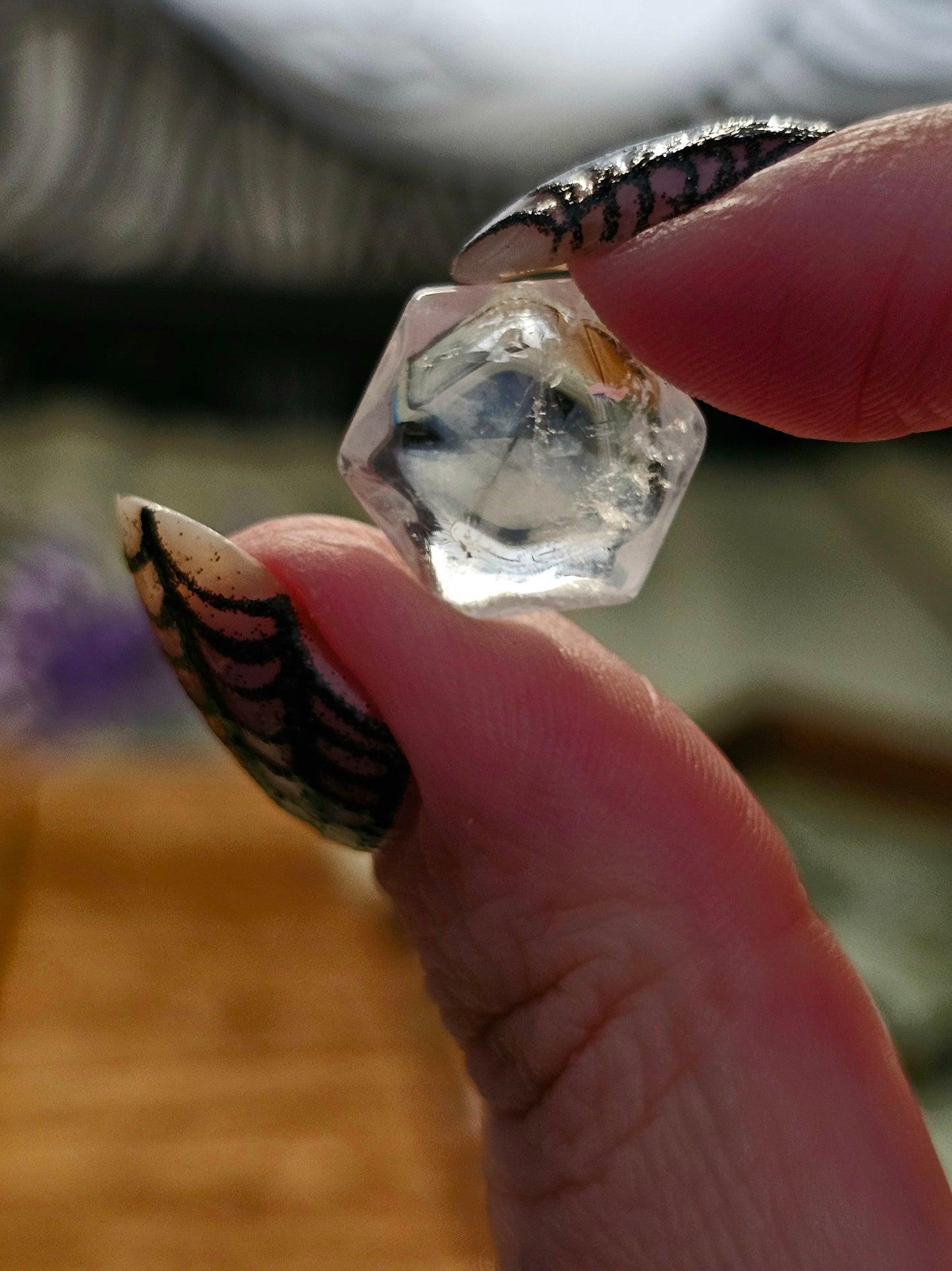 Mini blue phantom quartz hexagons