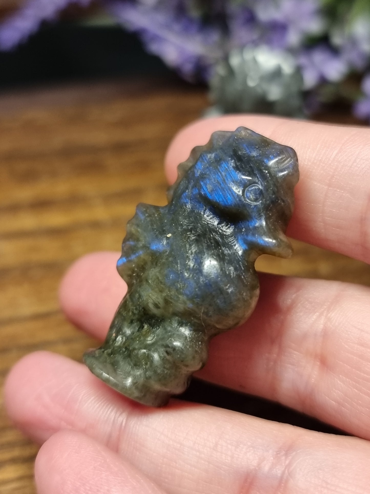 Labradorite seahorse carvings