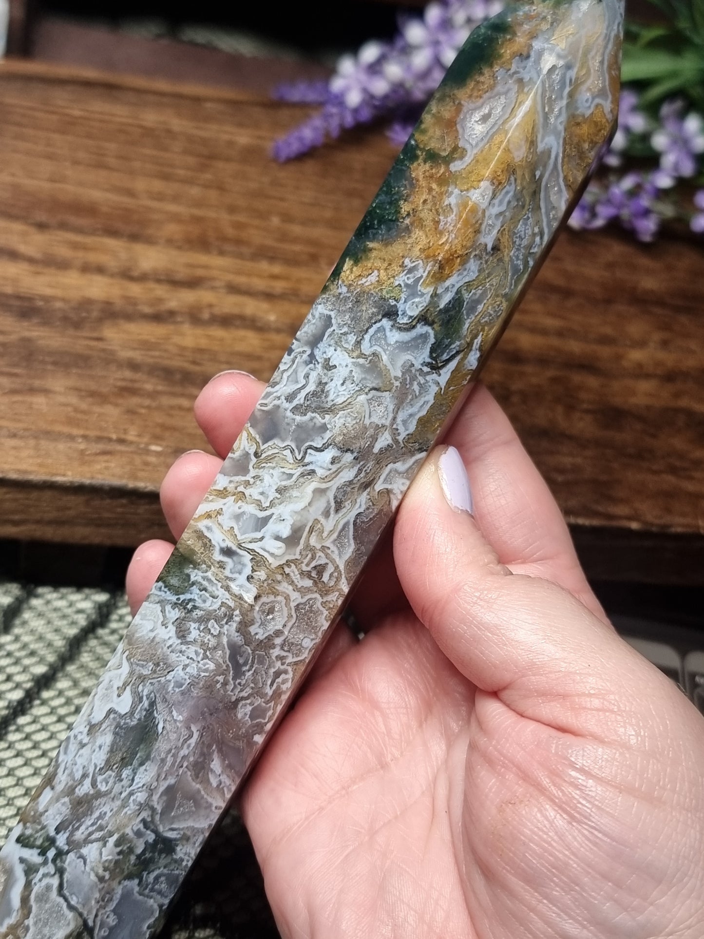 Colourful Moss agate towers