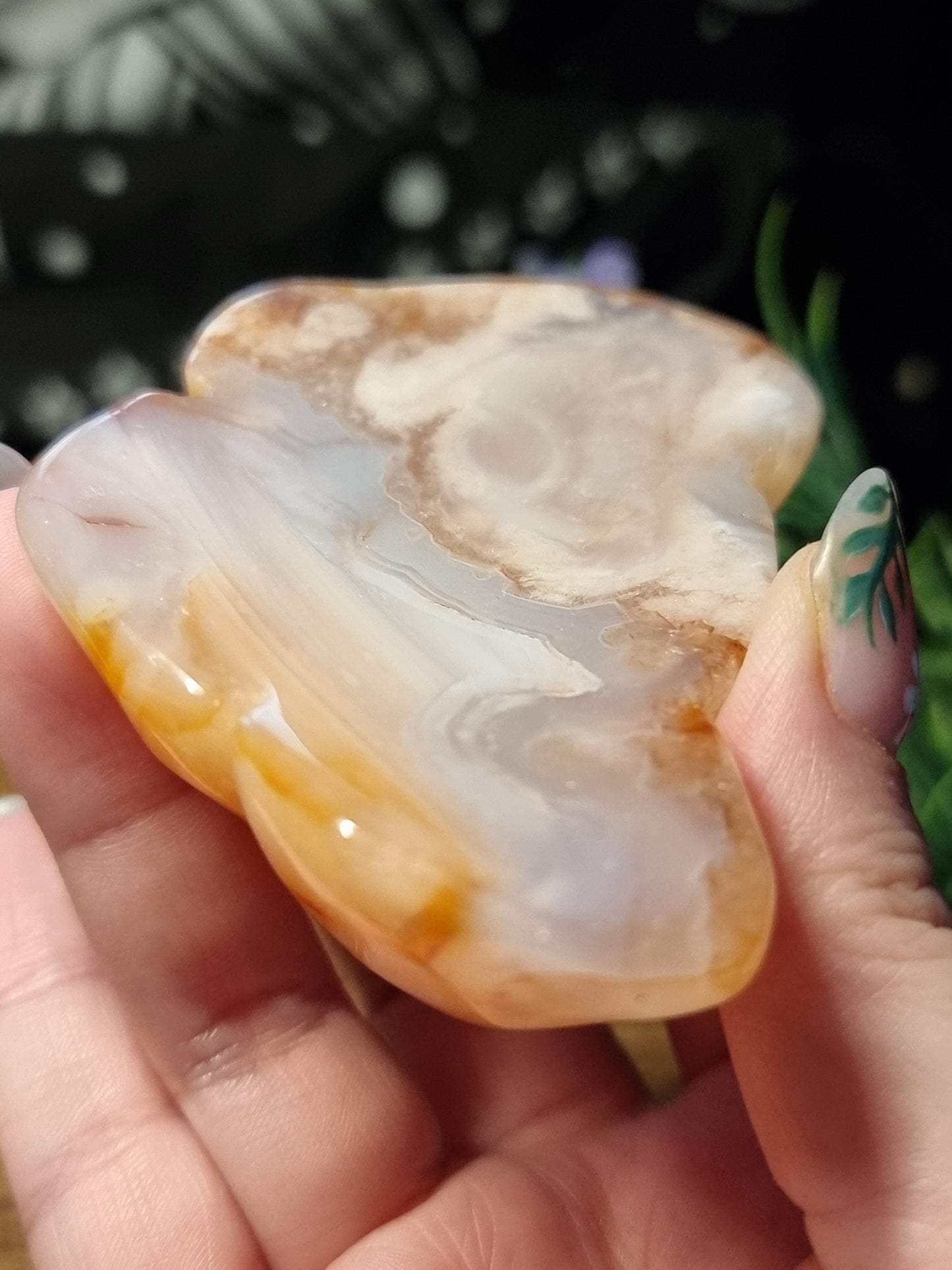 Carnelian flower agate dish A