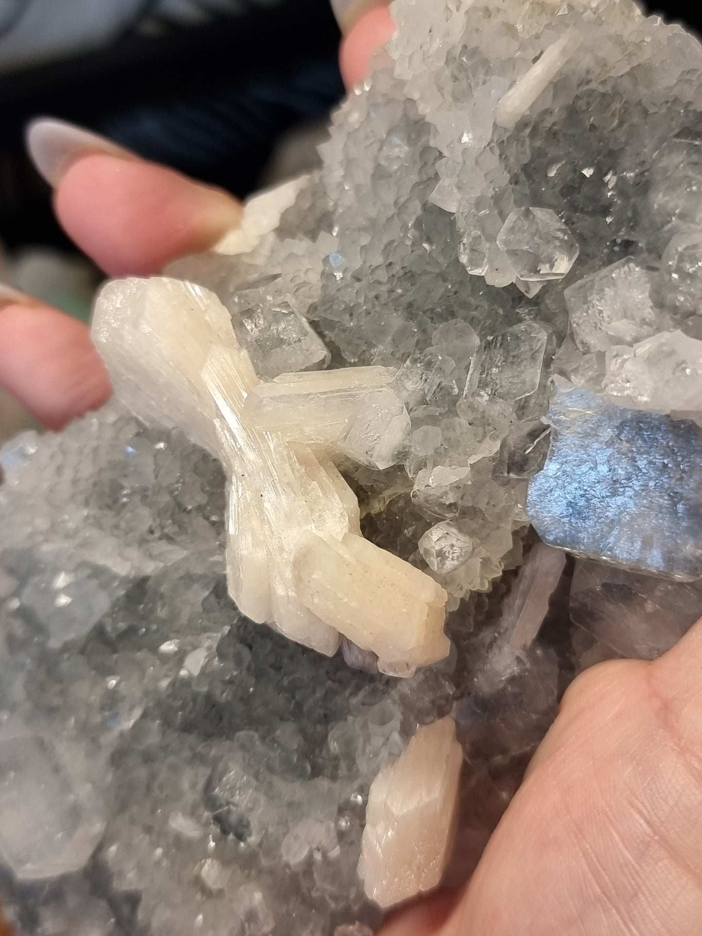 Chalcedony with peach stilbite & apophyllite B