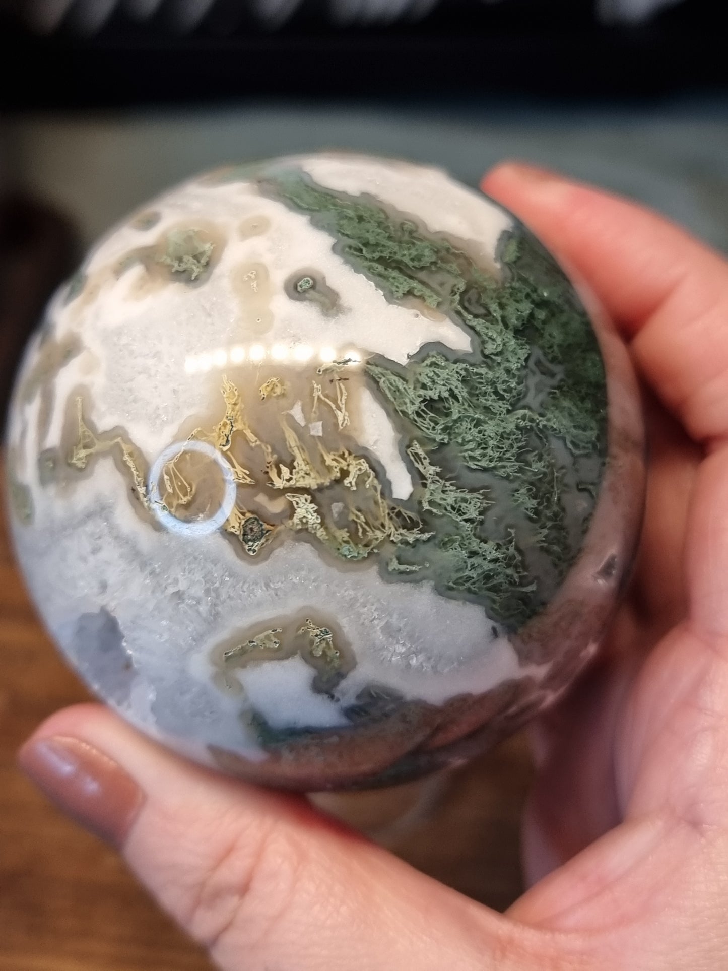 Moss agate sphere