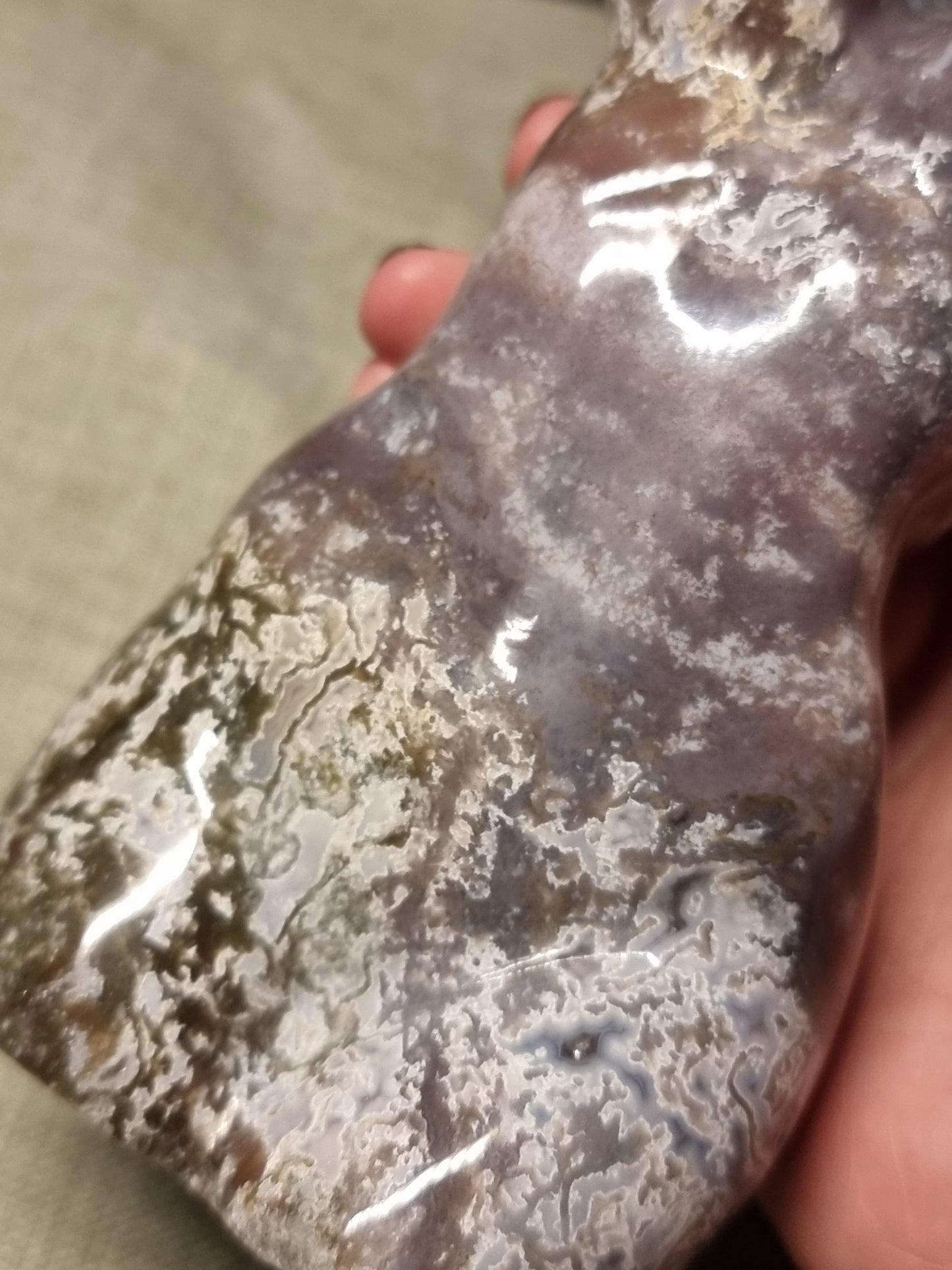 Colourful Moss agate body carving B