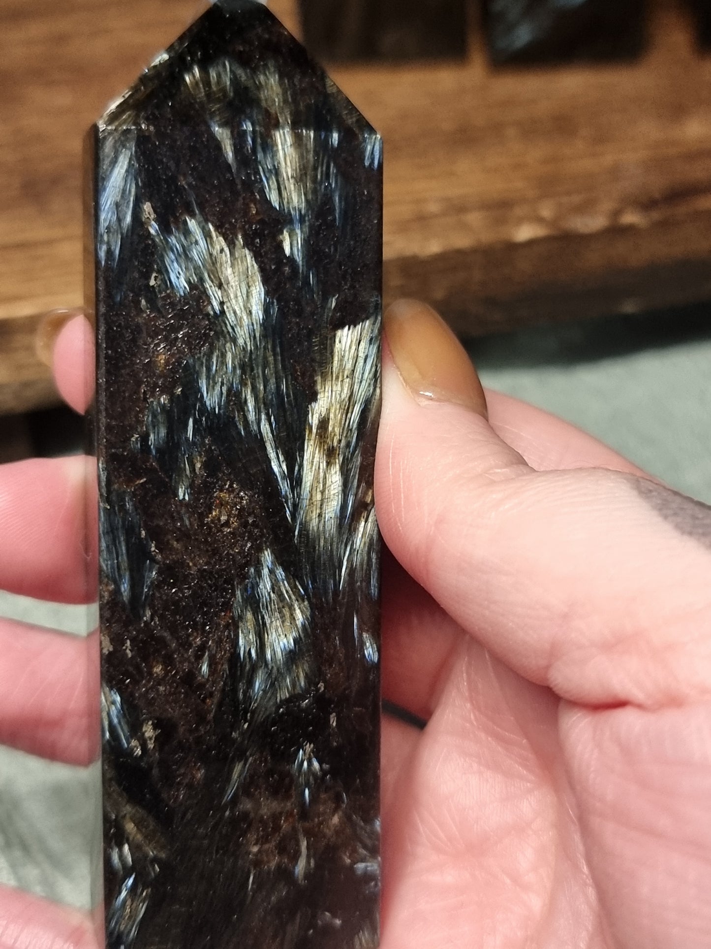 Arfvedsonite towers (firework stone)