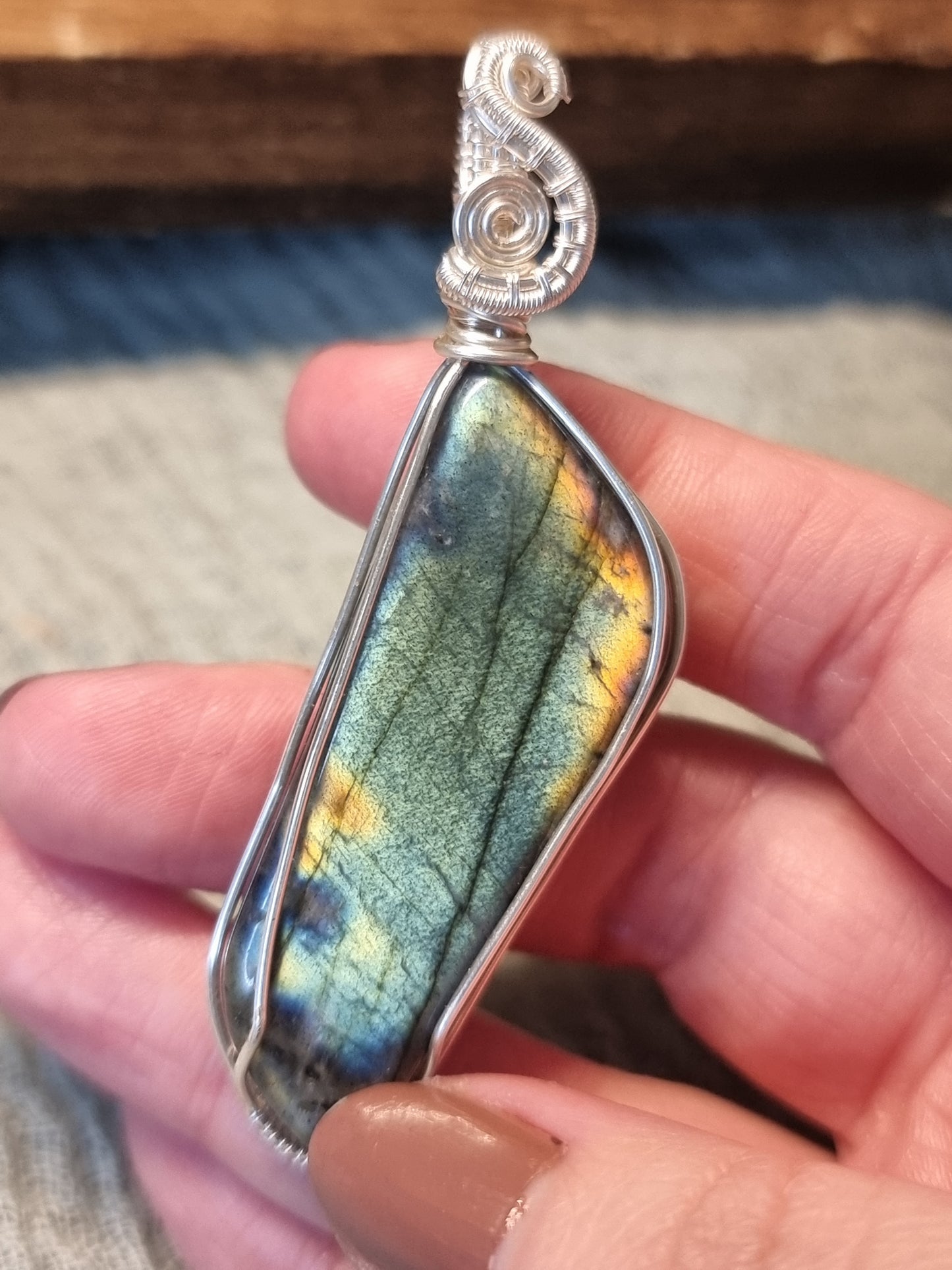 Labradorite wire wrapped pendants