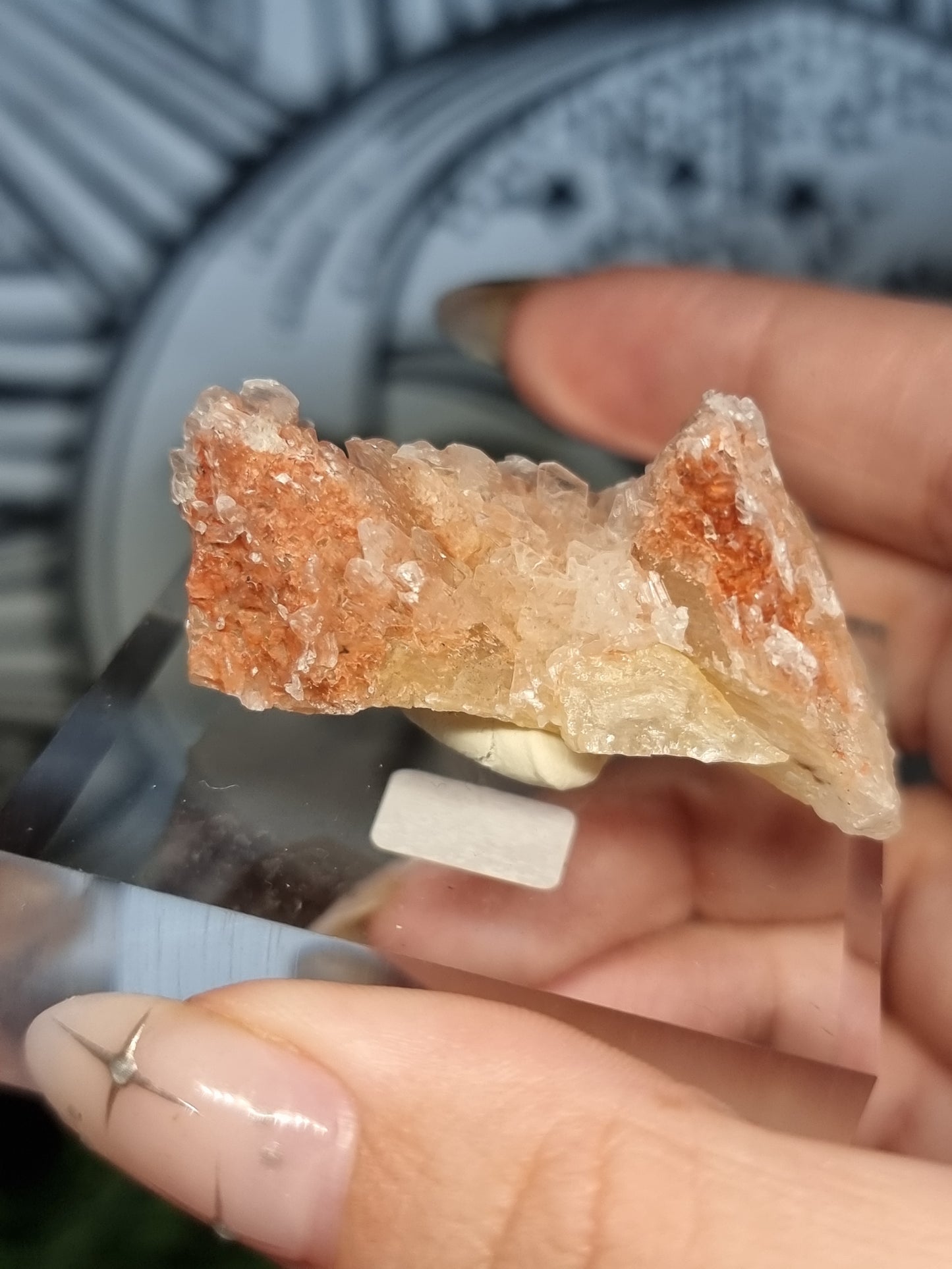 Selenite coated pink dogtooth calcite