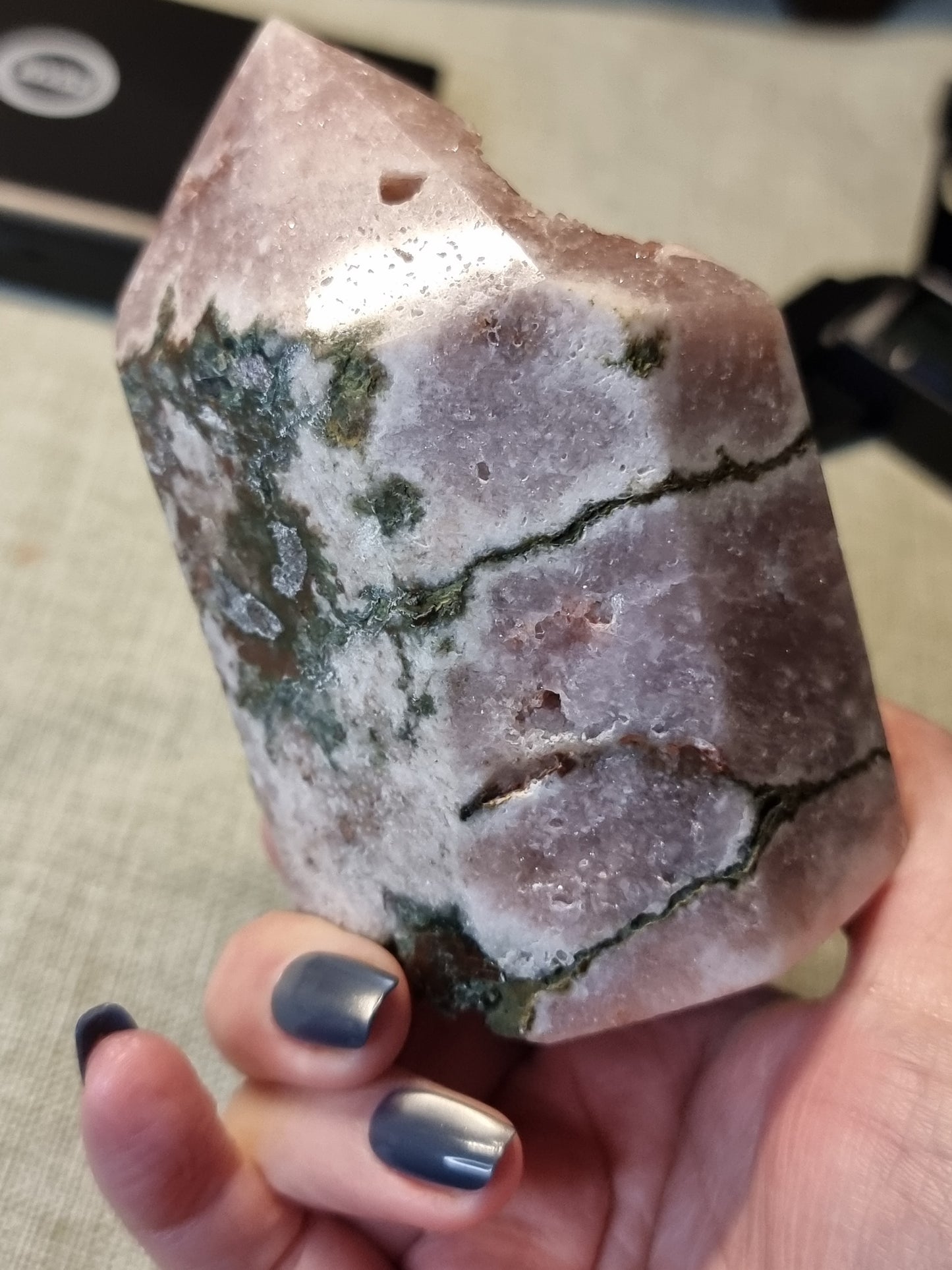 Pink amethyst druzy tower
