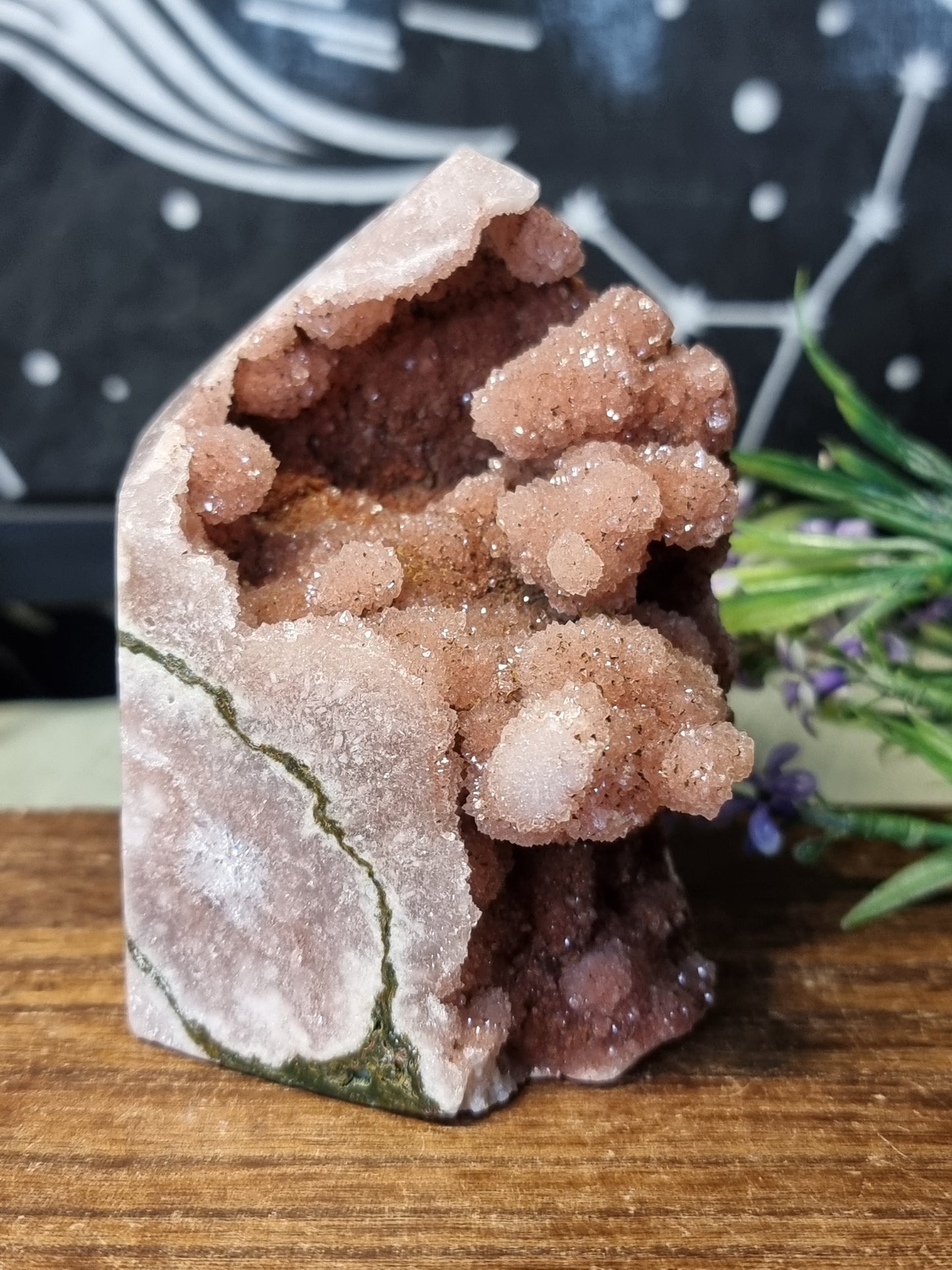 Pink amethyst druzy tower