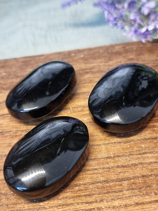 Small rainbow obsidian palmstones